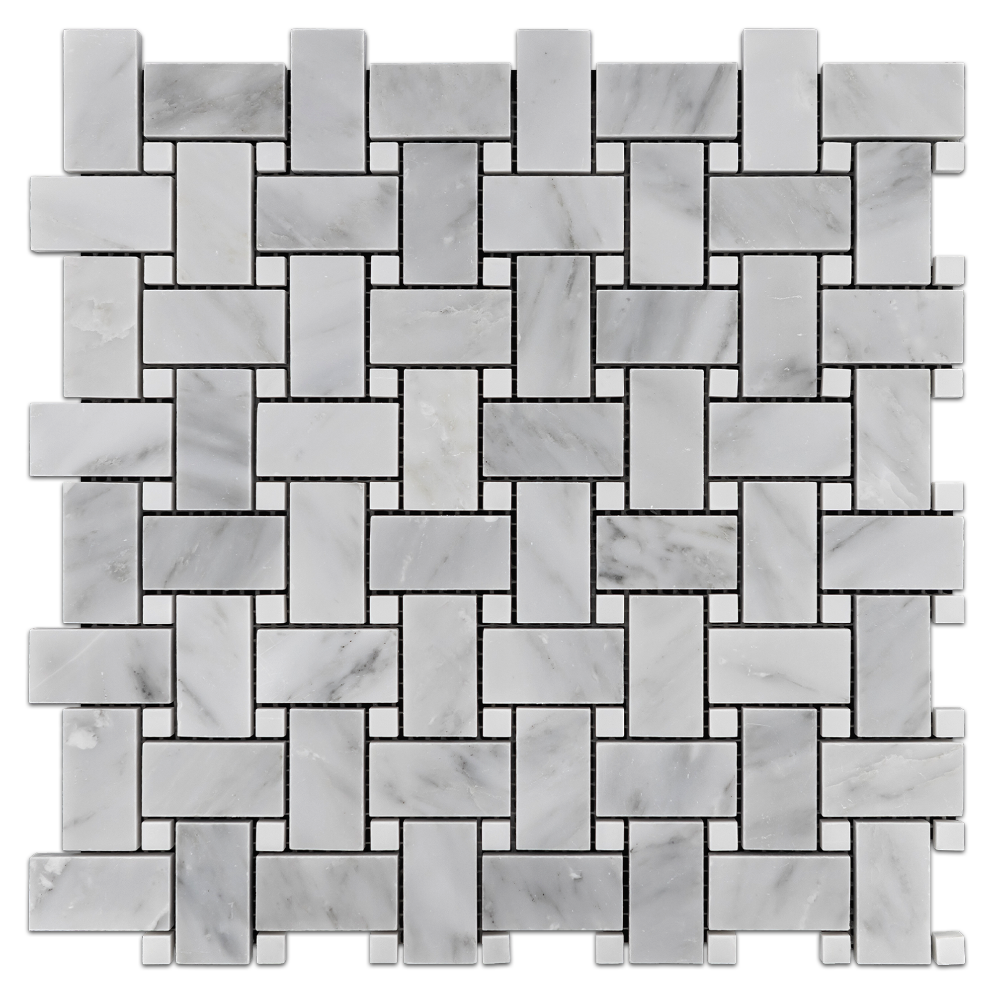 Elon Mystic Gray Pearl White Marble Stone Blend Basketweave Field Mosaic 12x12x0.375 Honed AM9330H Surface Group International Product