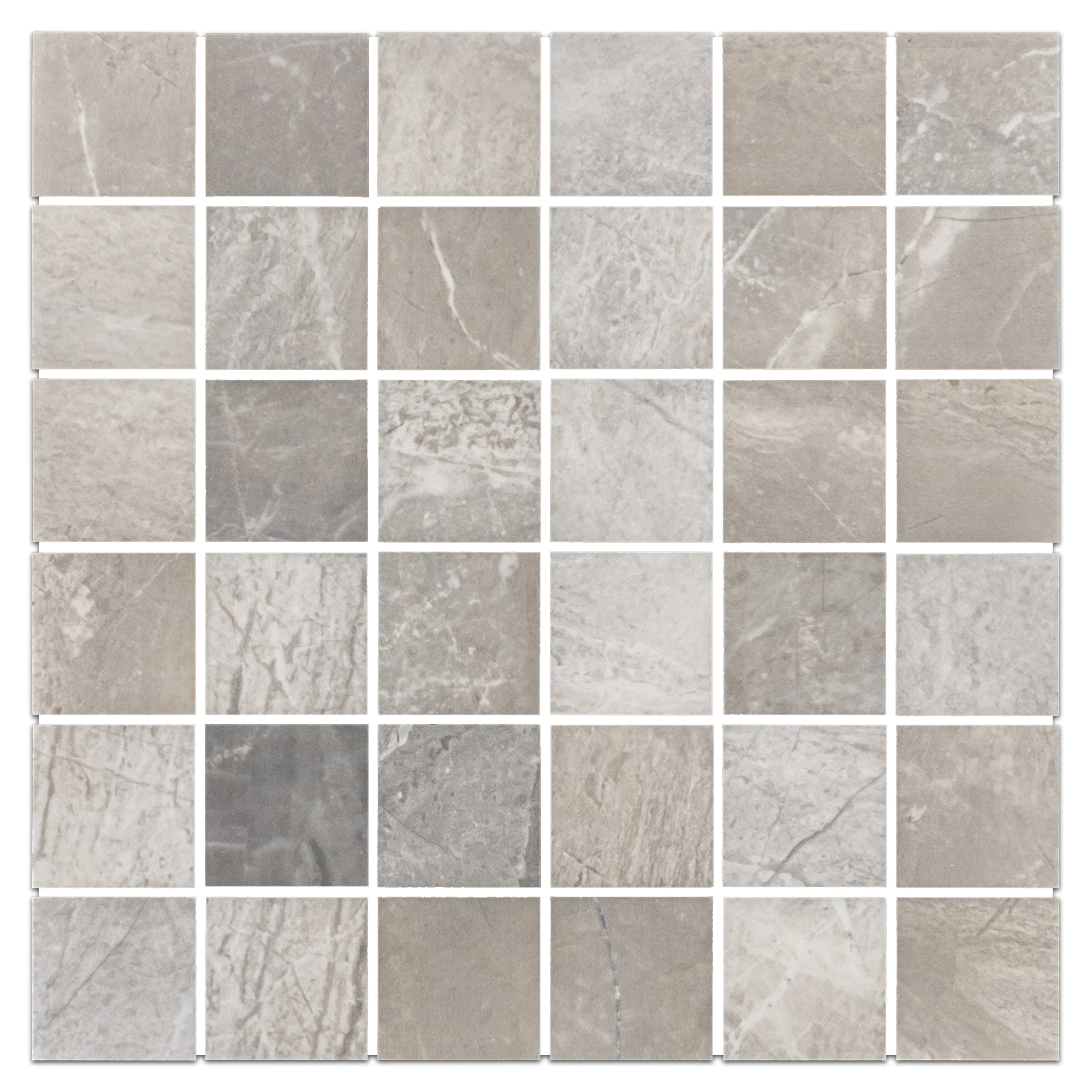 Elon Nuance Grey Porcelain 2x2 Straight Stack Field Mosaic 12x12x0.375 Semi Polished MP402P Surface Group International Product