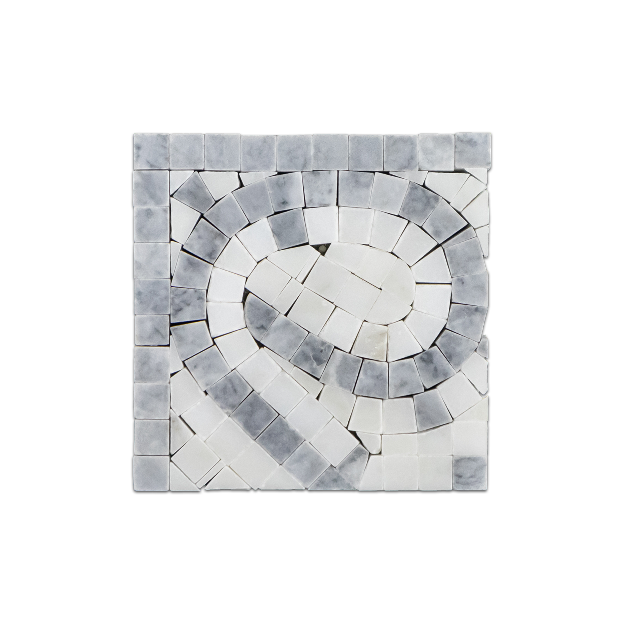 Elon Pacific Gray Pearl White Marble Wave Border Corner Mosaic 4x12x0.375 Honed AM1004H C Surface Group International Product