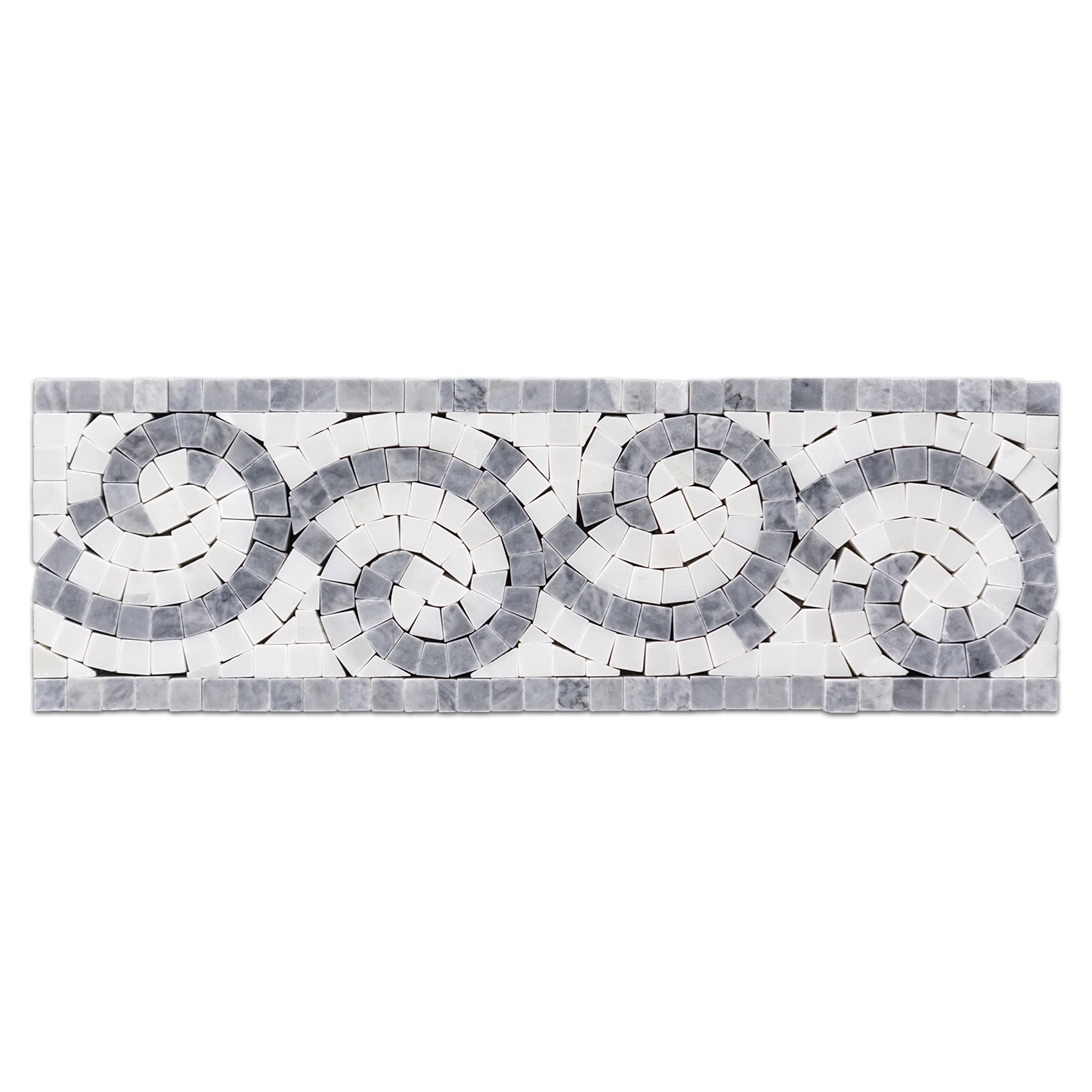 Elon Pacific Gray Pearl White Marble Wave Border Corner Mosaic 4x12x0.375 Polished AM1004P C Surface Group International Product