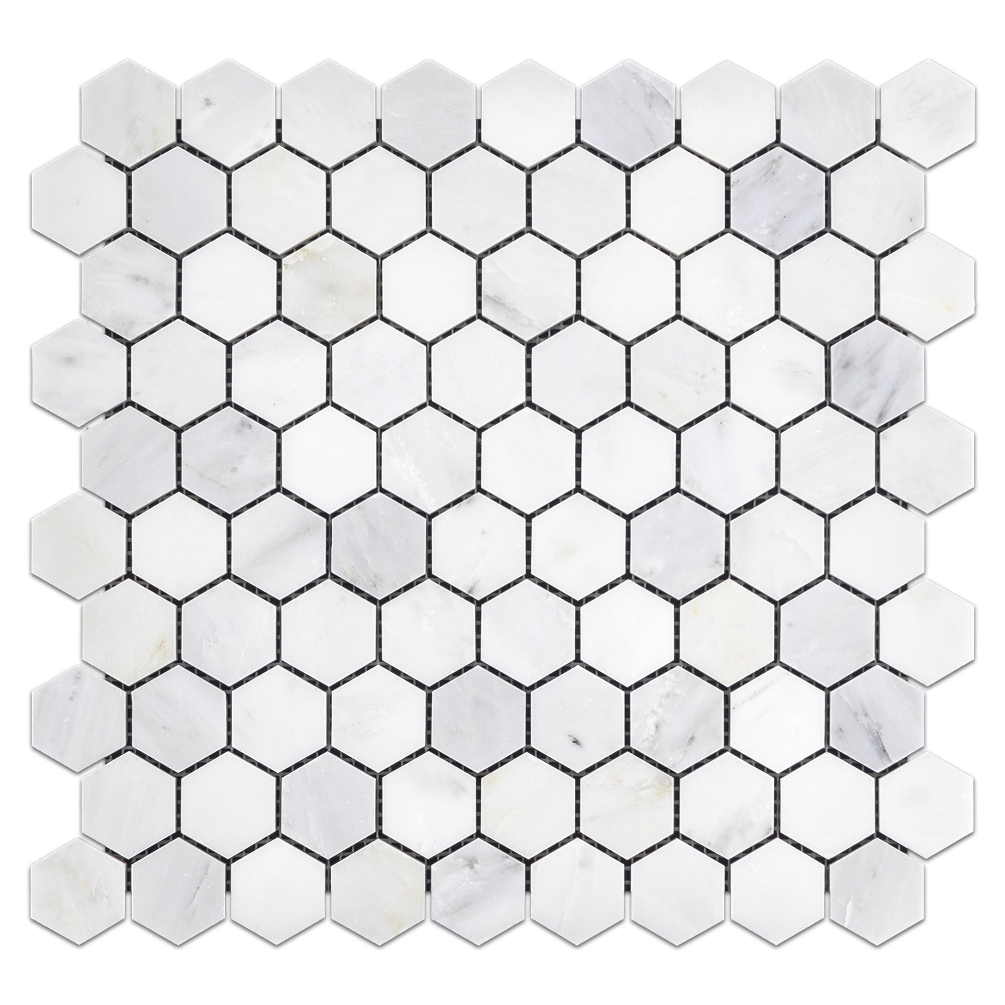 Elon Pearl White Marble 1.25" Hexagon Field Mosaic Tile 11.5625x12x0.375 Honed - Surface Group International Product