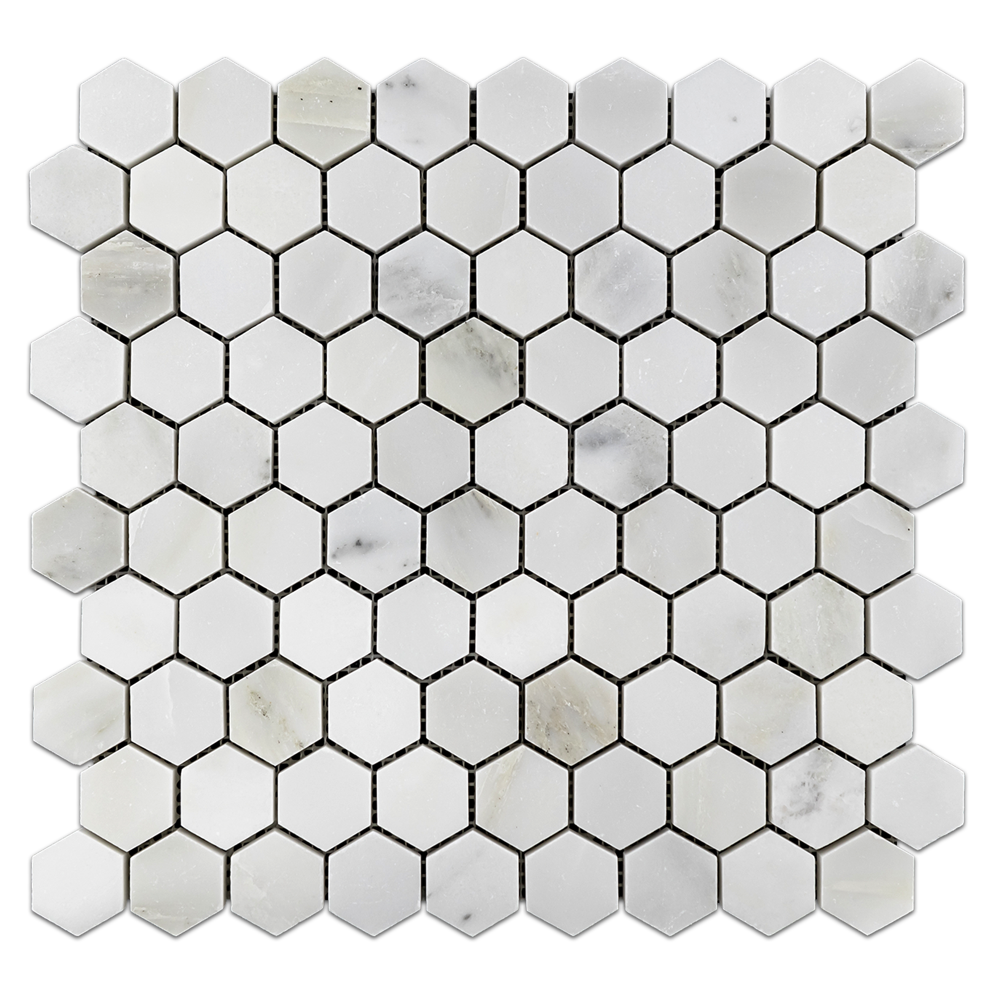 Elon Pearl White Marble 1.25" Hexagon Field Mosaic Tile 11.5625x12x0.375 Polished - Surface Group International