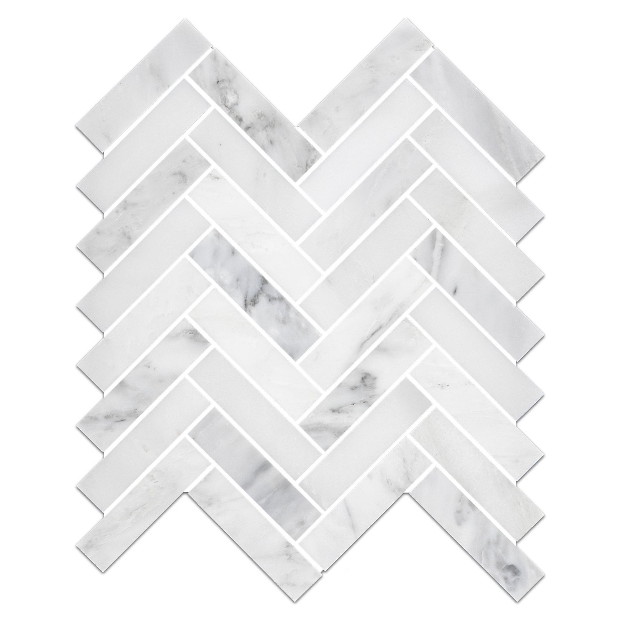 Elon Pearl White Marble 1x4 Herringbone Field Mosaic Tile 11x11.5x0.375 Honed - Surface Group International