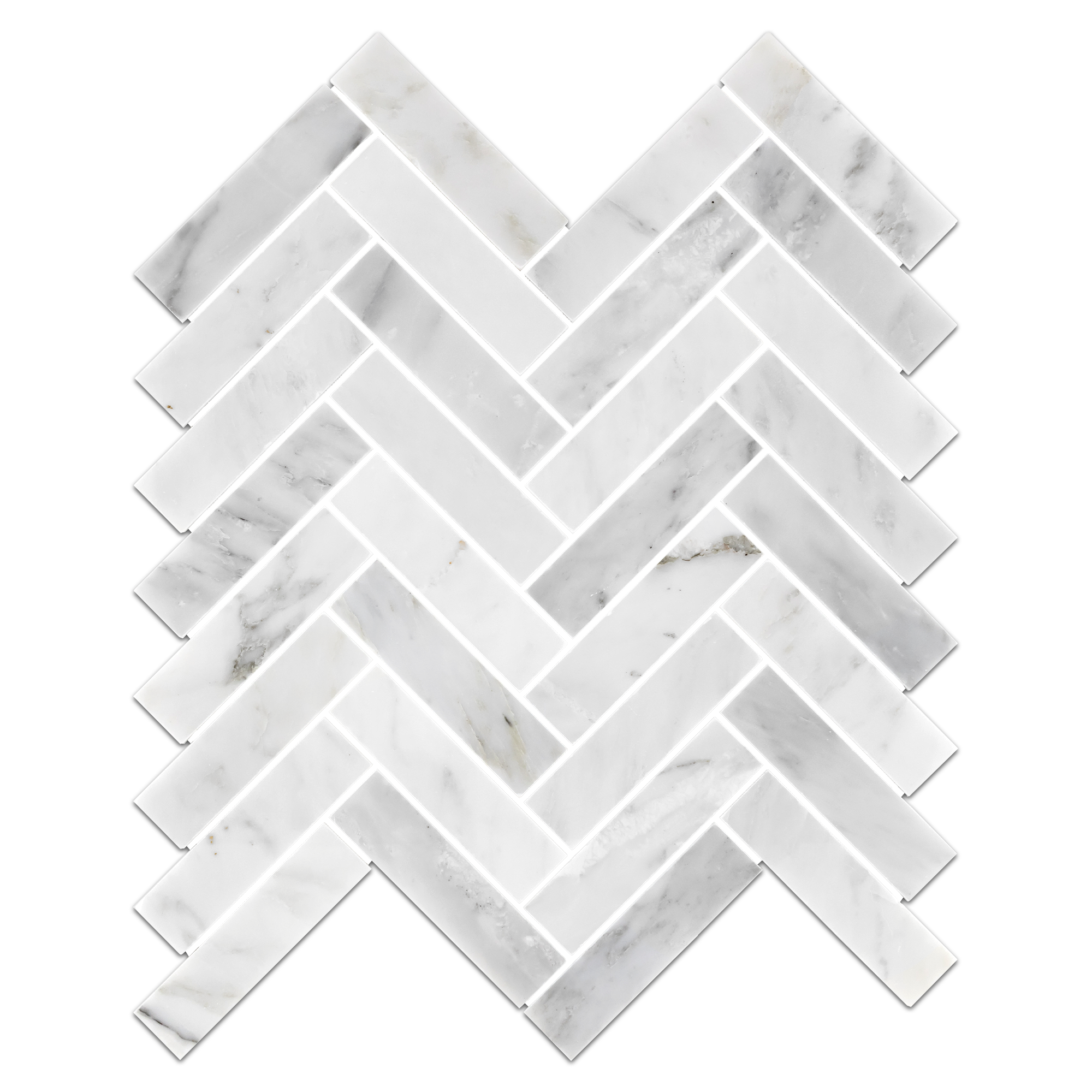 Elon Pearl White Marble 1x4 Herringbone Field Mosaic Tile 11x11.5x0.375 Polished - Surface Group International