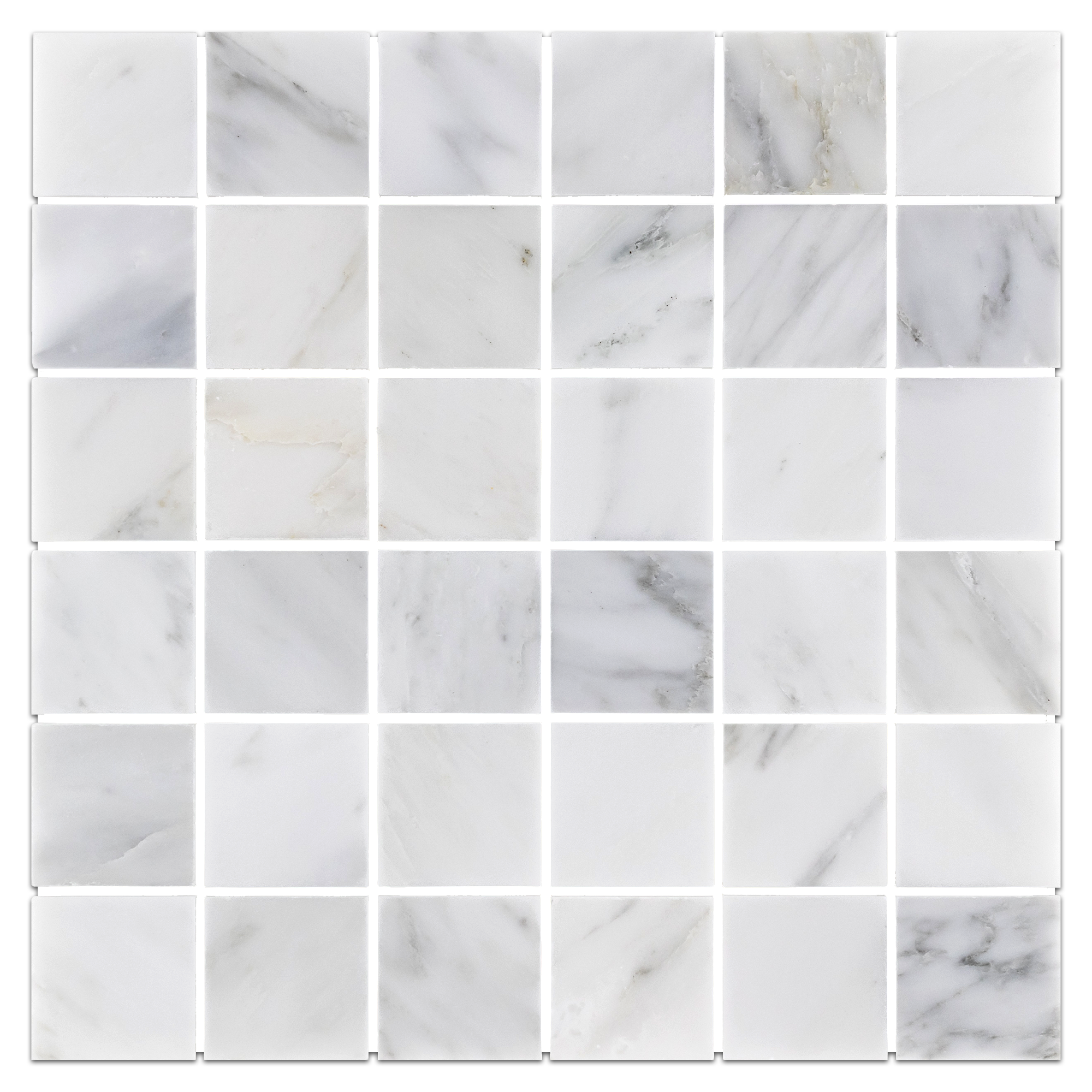 Elon Pearl White Marble 2x2 Straight Stack Field Mosaic 12x12x0.375 Honed - Surface Group International