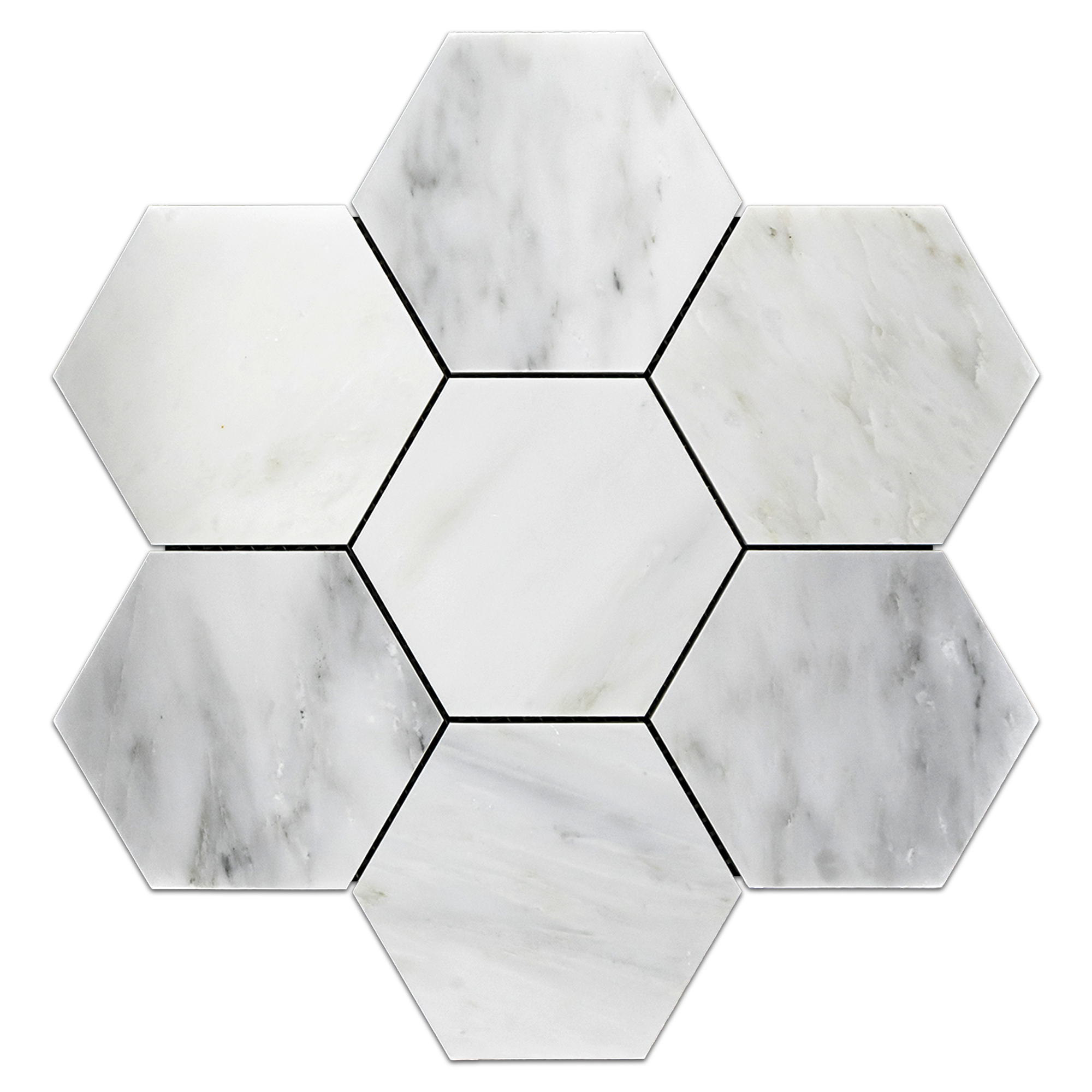 Elon Pearl White Marble 5 Hexagon Field Mosaic 11.625x13.625x0.375 Honed - Surface Group International Product