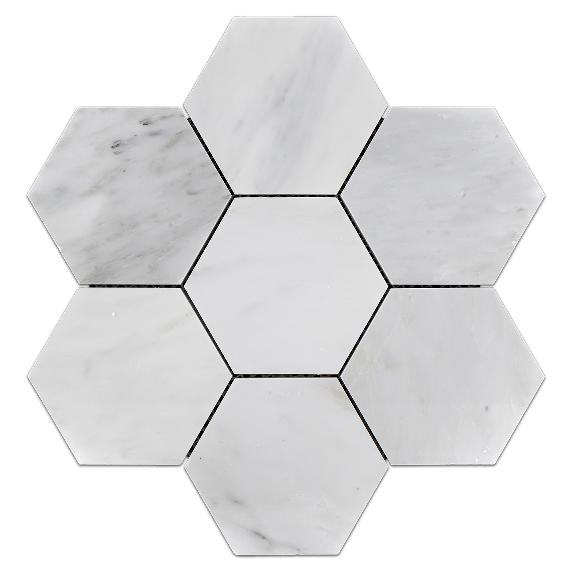 Elon Pearl White Marble 5 Hexagon Field Mosaic 11.625x13.625x0.375 Polished - Surface Group International