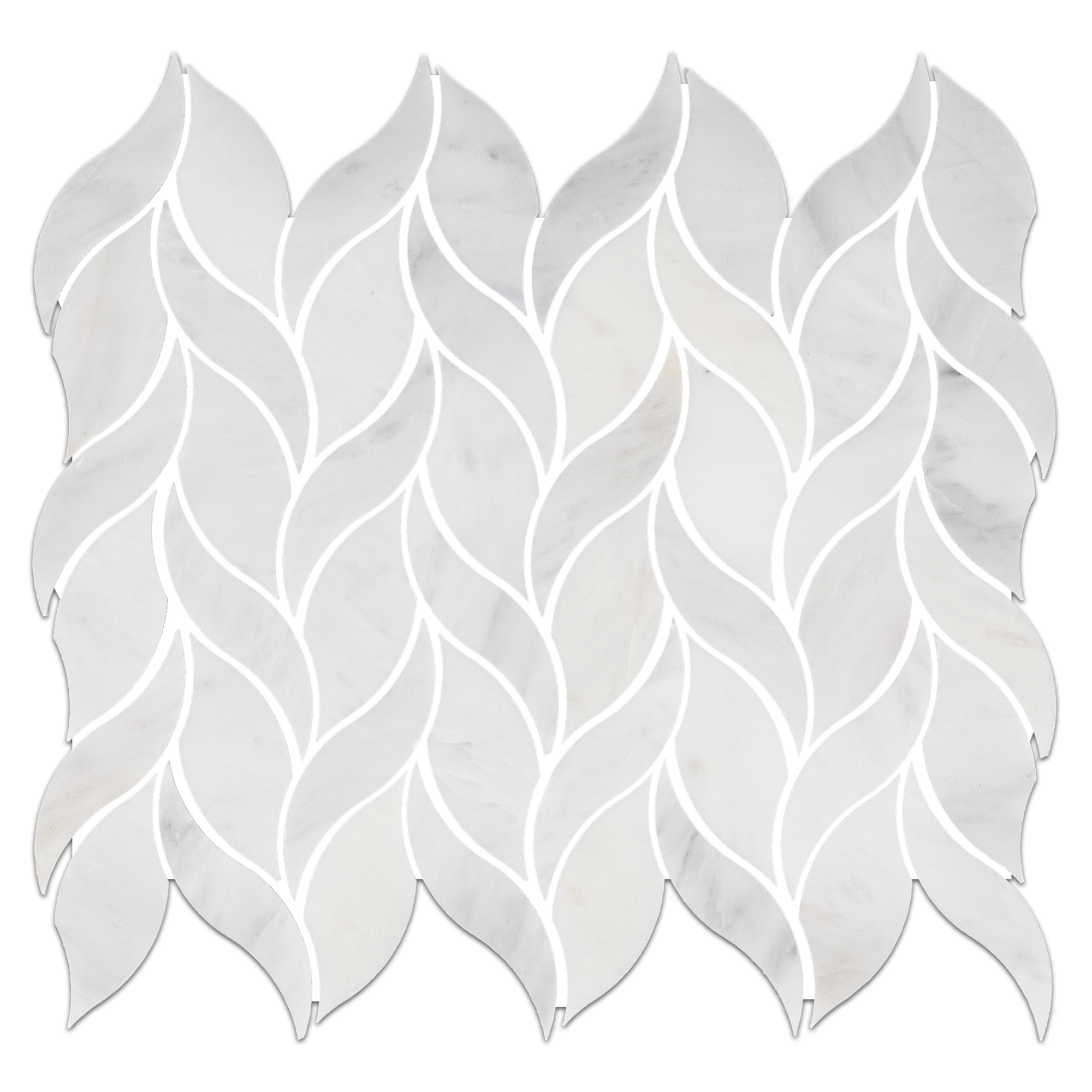 Elon Pearl White Marble Leaf Chevron Field Mosaic 11.25x13.25x0.375 Honed - Surface Group International Product
