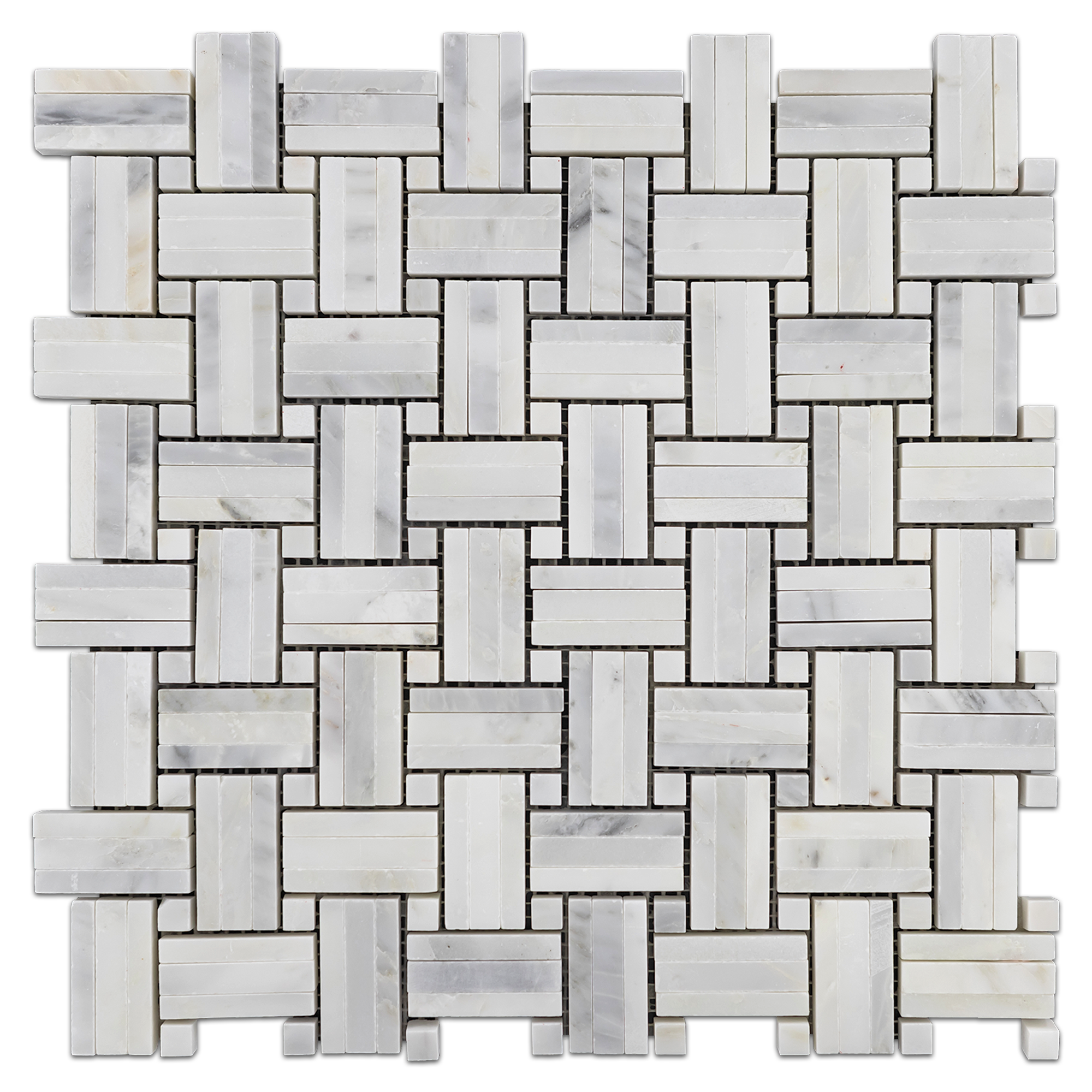 Elon Pearl White Marble Tri Weave Basketweave Field Mosaic 12x12x0.375 Honed - Surface Group International Product