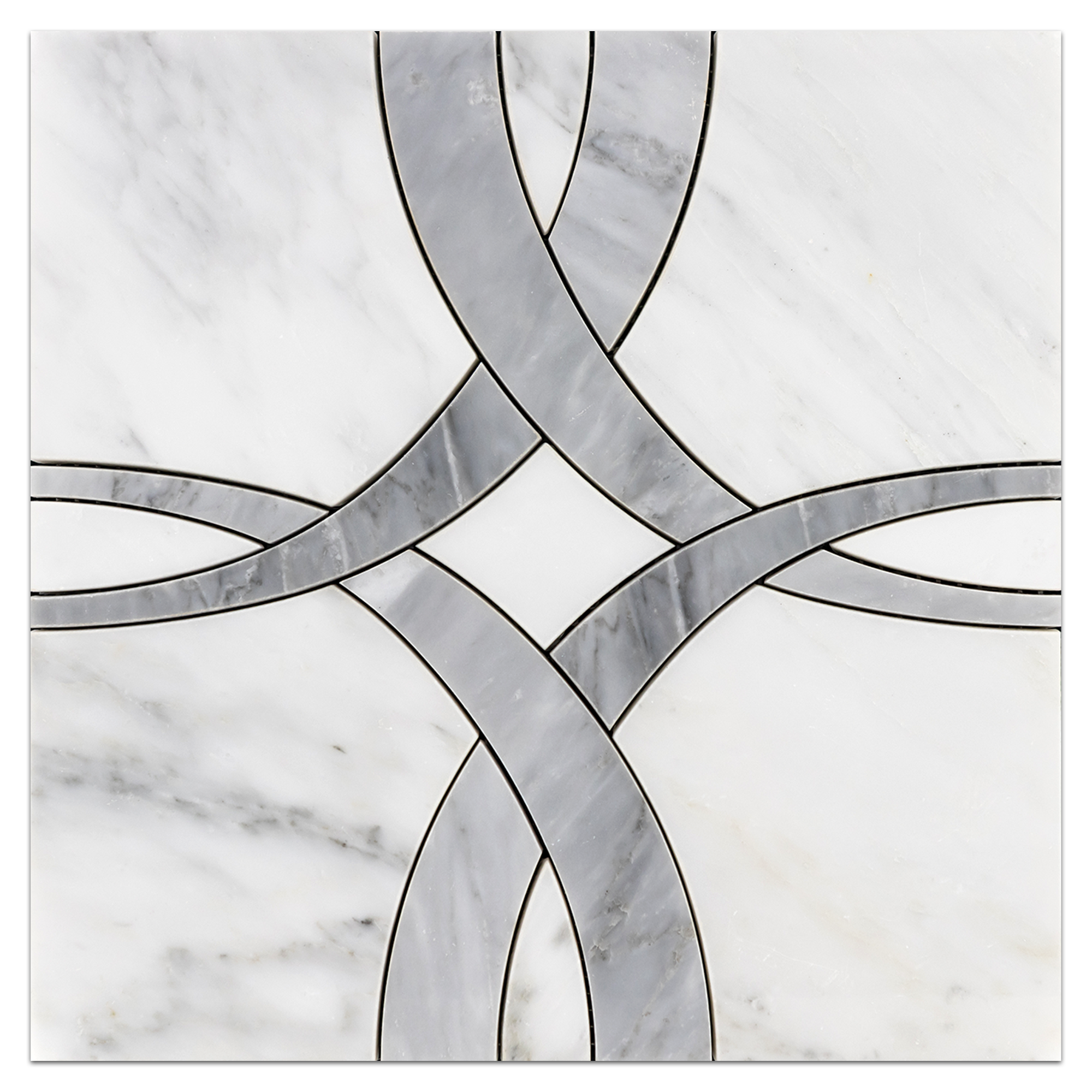 Elon Pearl White Mystic Gray Marble Ribbon Field Mosaic 12x12x0.375 Polished WJ101 Surface Group International Product