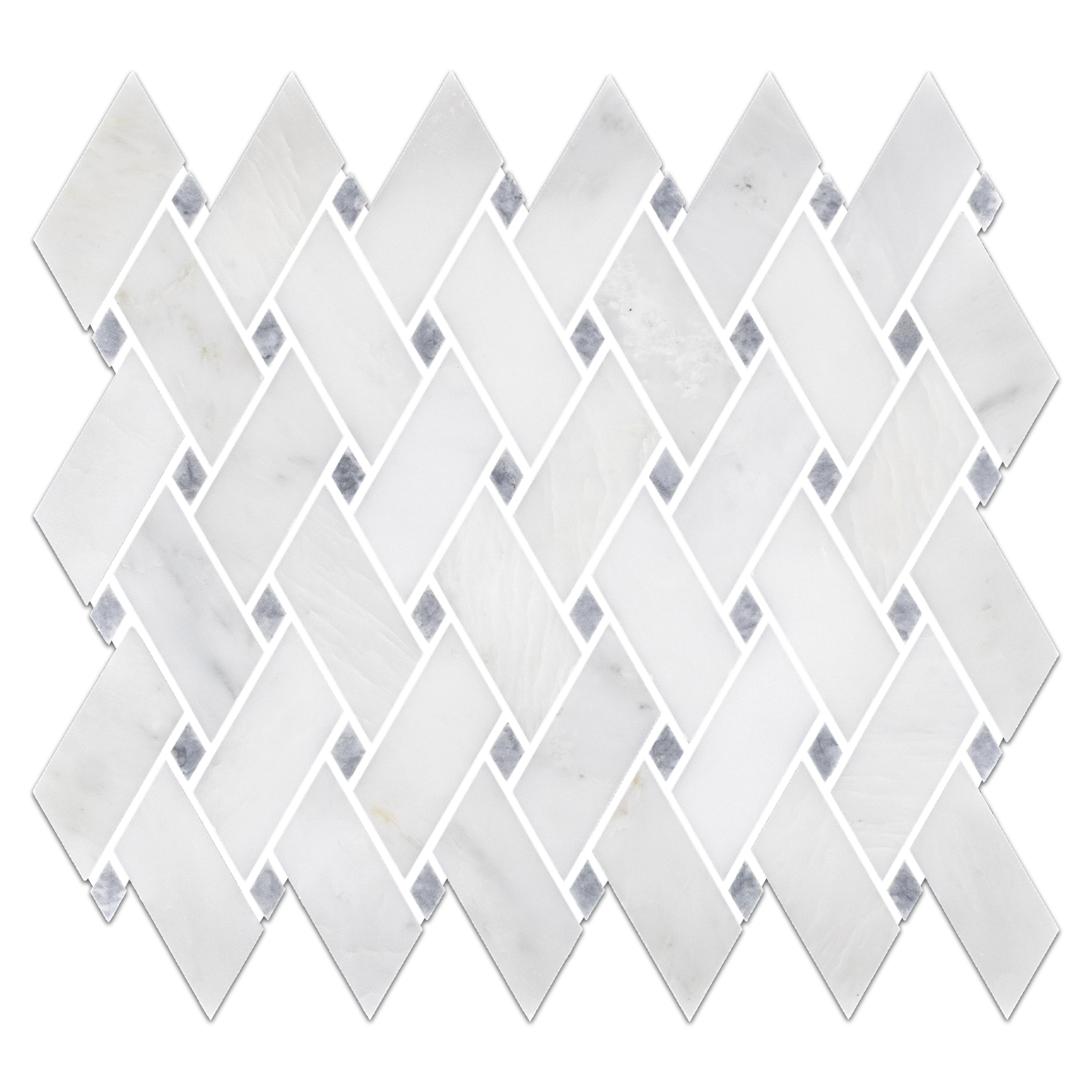 Elon Pearl White Pacific Gray Marble Sheared Basketweave Field Mosaic 10.1875x11.3125x0.375 Polished AM8630P Surface Group International Product