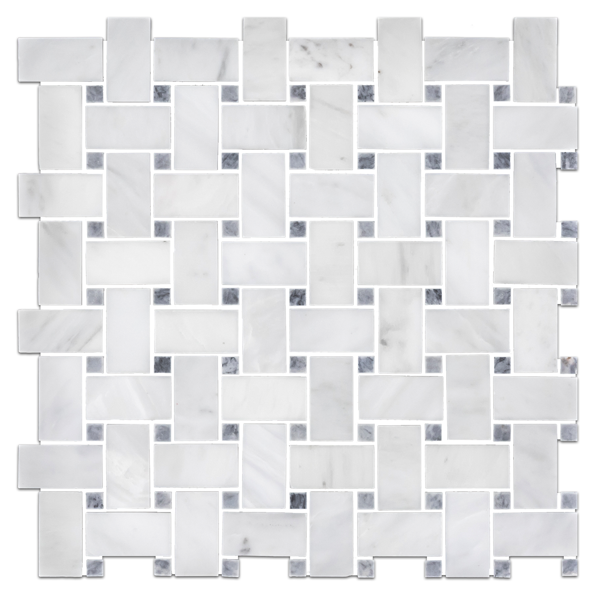 Elon Pearl White Pacific Gray Marble Stone Blend Basketweave Field Mosaic 12x12x0.375 Polished - AM1100P Surface Group International Product