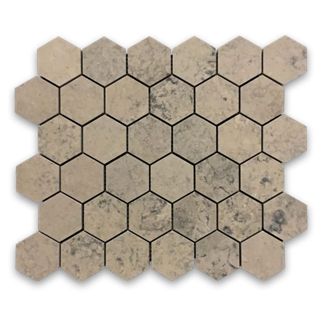 Elon Quartier Parisien Limestone 2 Hexagon Field Mosaic 11.75x11.9375x0.375 Honed - Surface Group International