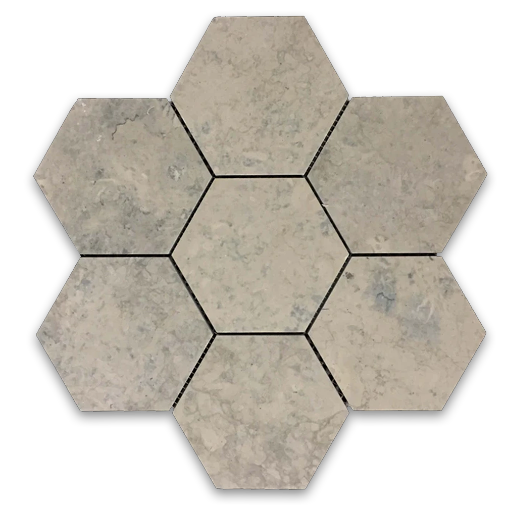 Elon Quartier Parisien Limestone 5 Hexagon Field Mosaic 11.625x13.625x0.375 Honed Tile - Surface Group International