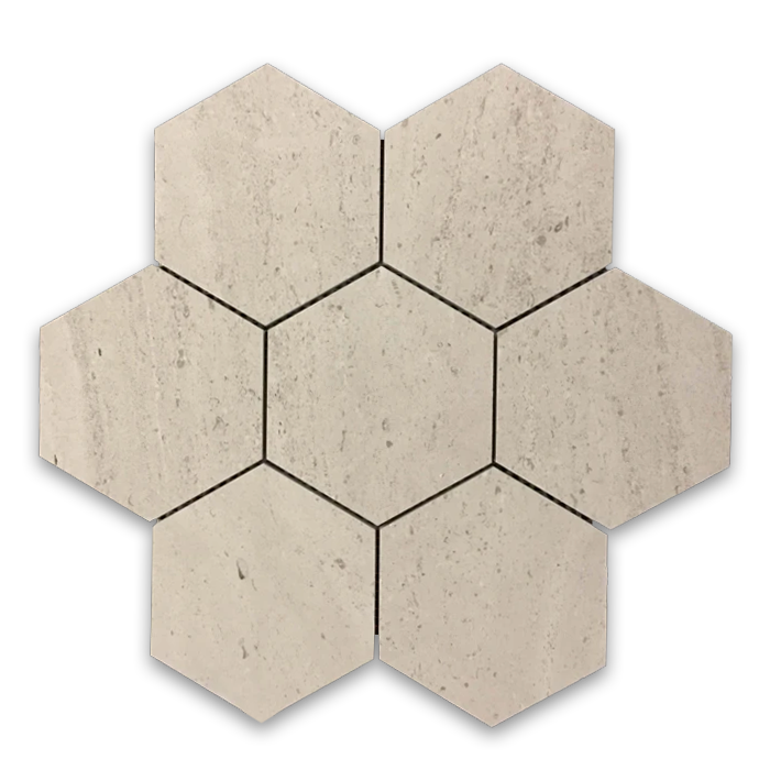 Elon Vague de Fleur Limestone 5 Hexagon Field Mosaic 11.625x13.625x0.375 Honed PL117 Surface Group International Product