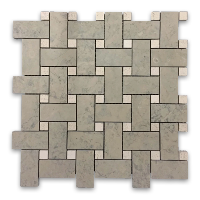 Elon Ville Sur Mer Chateau De Sable Limestone Stone Blend Basketweave Field Mosaic 12x12x0.375 Honed PL409 Surface Group International Product