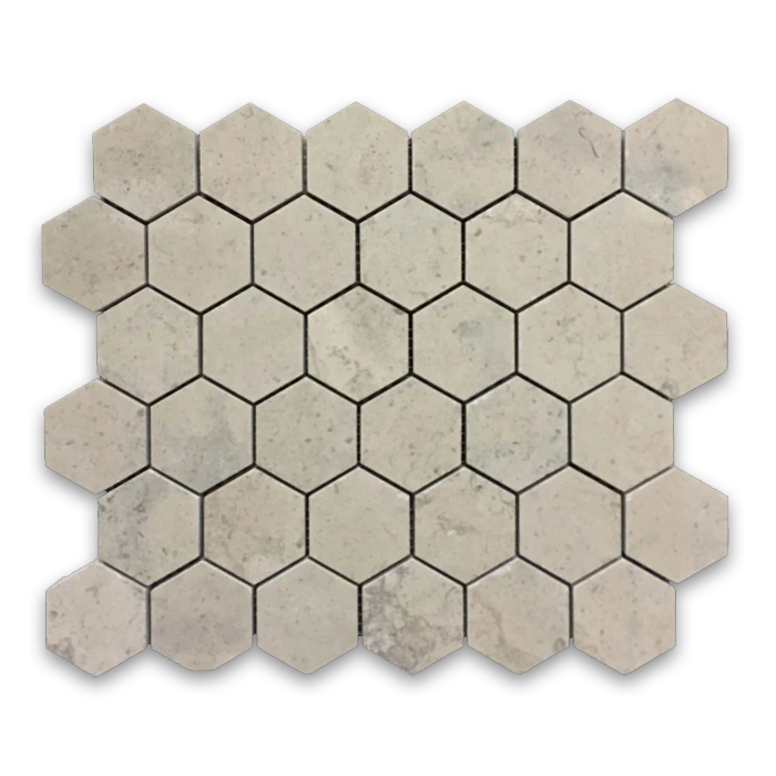 Elon Ville Sur Mer Limestone 2 Hexagon Field Mosaic 11.75x11.9375x0.375 Honed Tile - Surface Group International