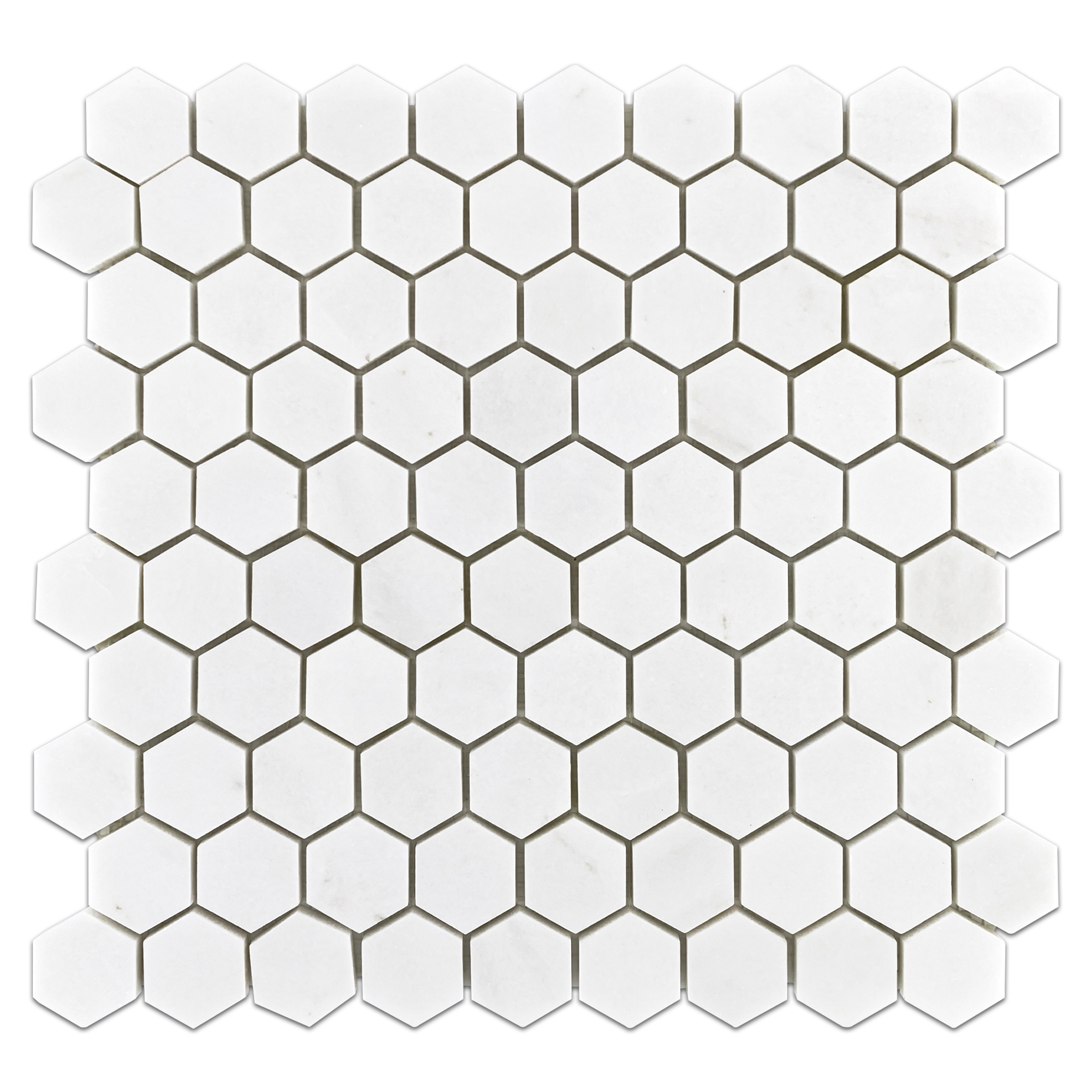 Elon White Thassos Marble 1.25" Hexagon Field Mosaic Tile 11.5625x12x0.375 Polished - Surface Group International