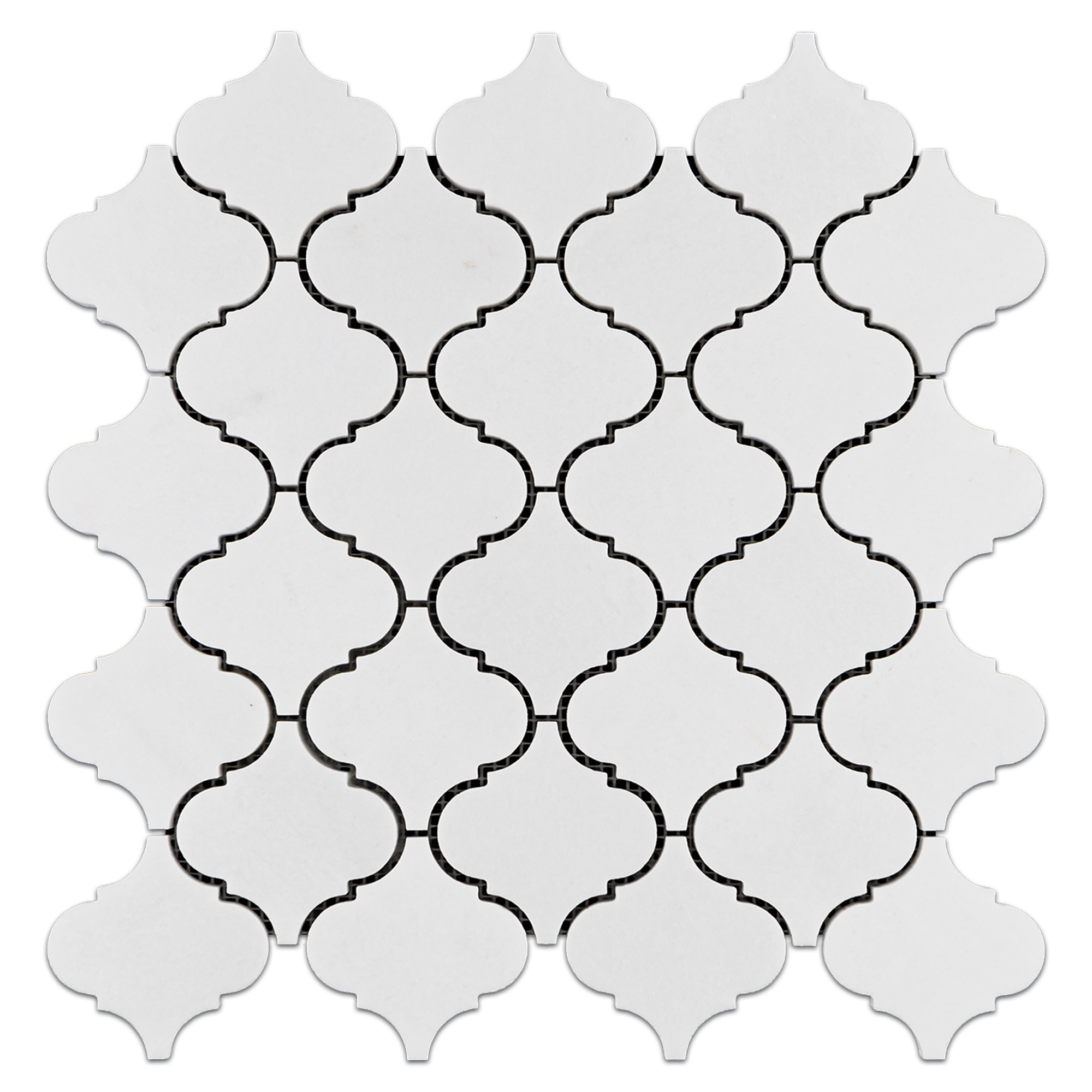 Elon White Thassos Marble 3 Lantern Field Mosaic 12x12 0625x0 375 Polished AM1146P Surface Group International Product