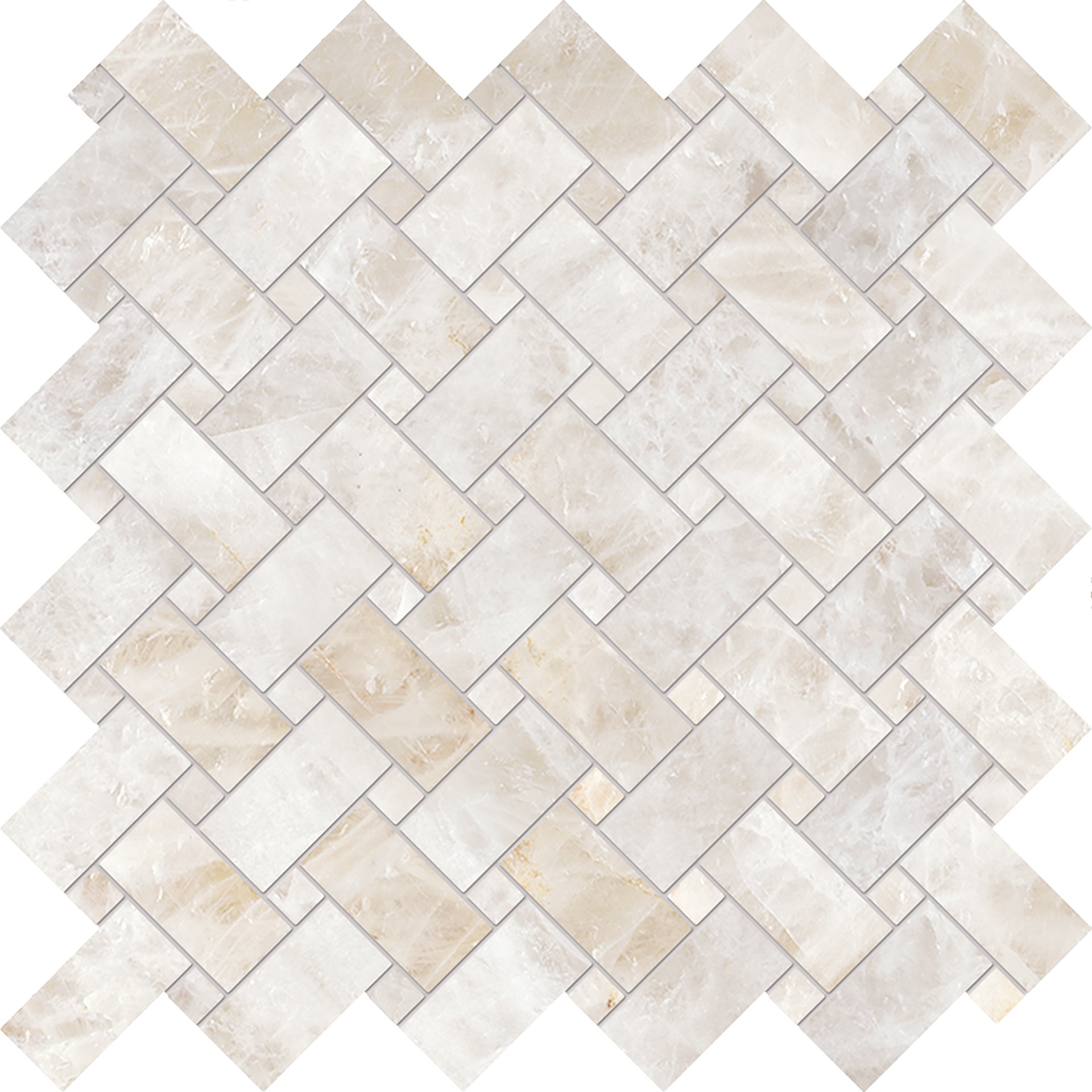 Tele Di Marmo Precious: Crystal Ambra Basketweave Mosaic (12"x12"x9.5-mm | glossy)