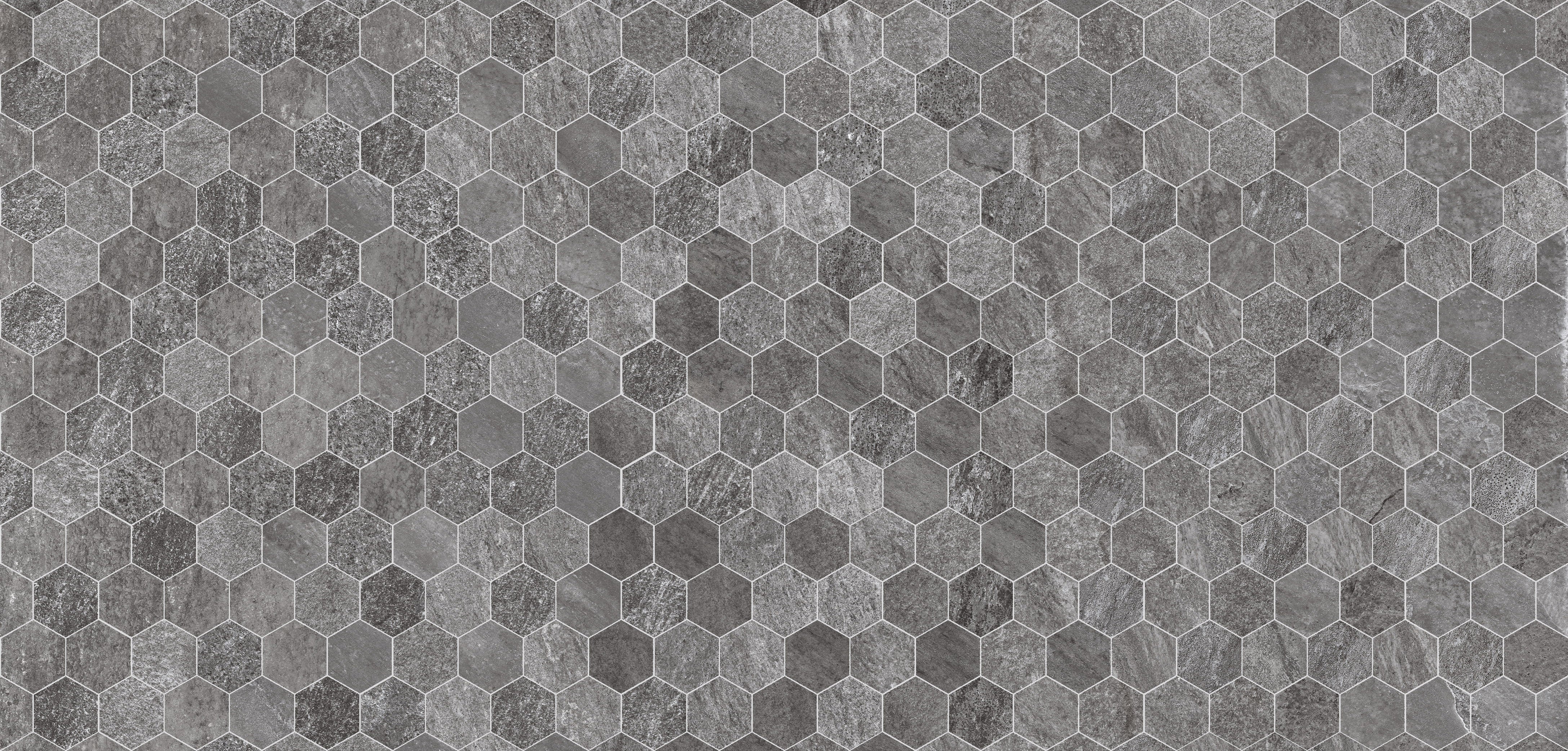 landmark 9mm explore volcanic black hexagon mosaic 12x10x9mm matte rectified porcelain tile distributed by surface group international