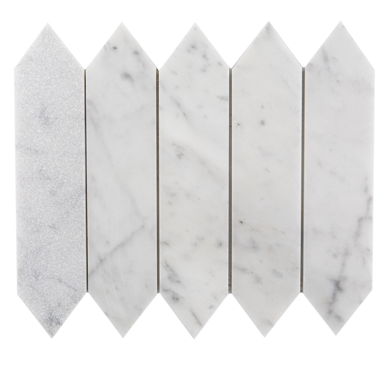 haussmann carrara bianca italian marble picket mosaic tile sandblasted