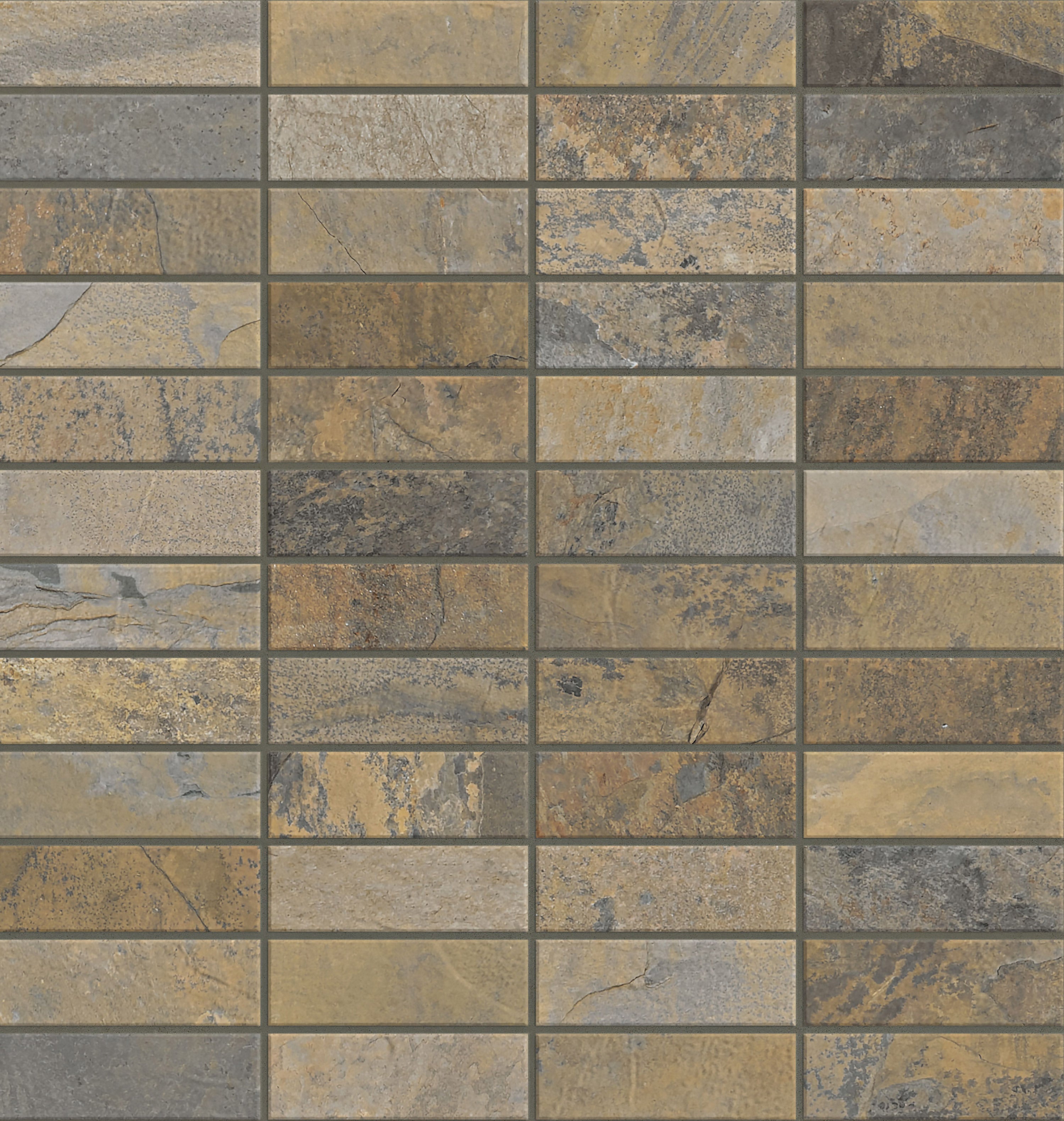 landmark 9mm essence rustic gold straight stack 1x3 mosaic 12x12x9mm matte rectified porcelain tile distributed by surface group international