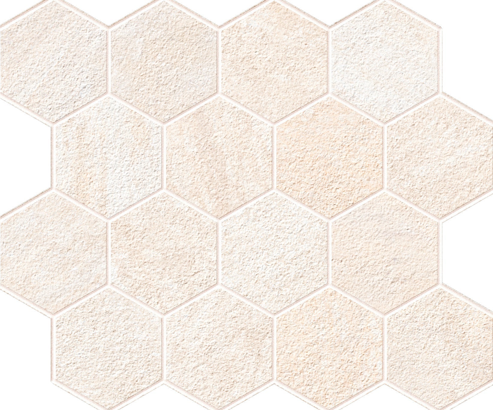 landmark 9mm explore african beige hexagon mosaic 12x10x9mm matte rectified porcelain tile distributed by surface group international
