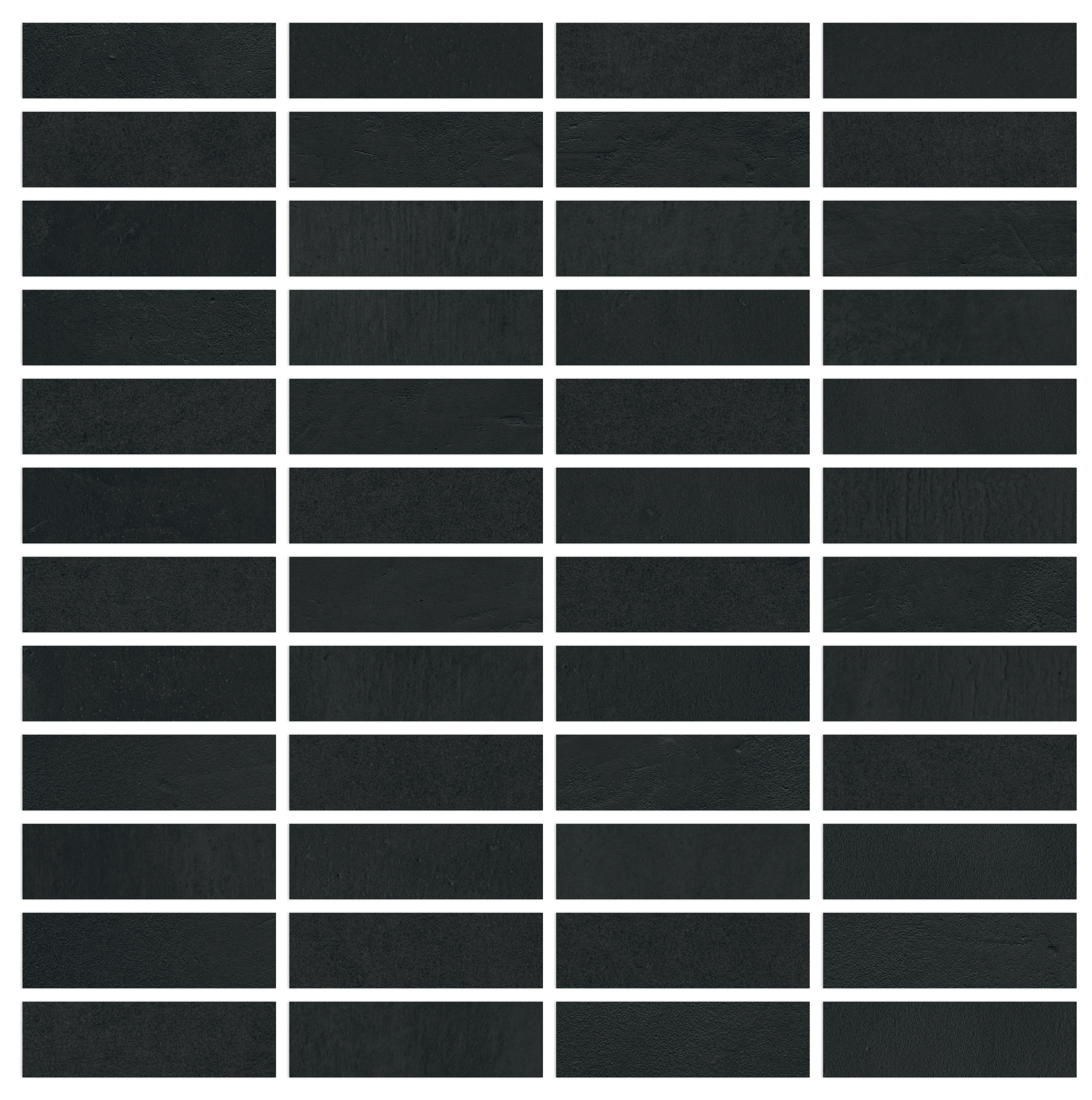 landmark 9mm vision color star black straight stack 1x3 mosaic 12x12x9mm matte rectified porcelain tile distributed by surface group international