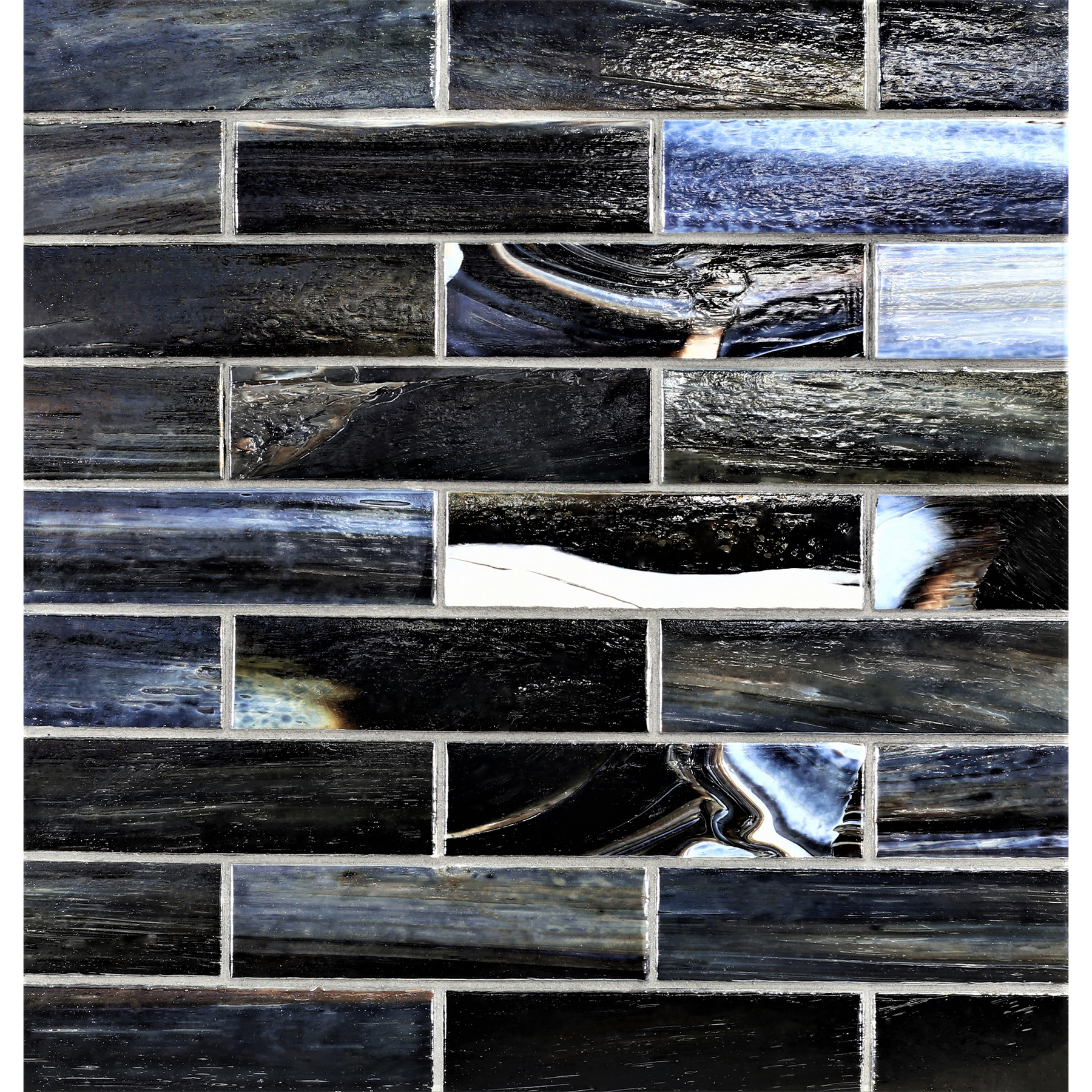 AGATE: Abruzzo 1.25"x5" Staggered Joint Field Mosaic (9.80"x12.83" | pearl)