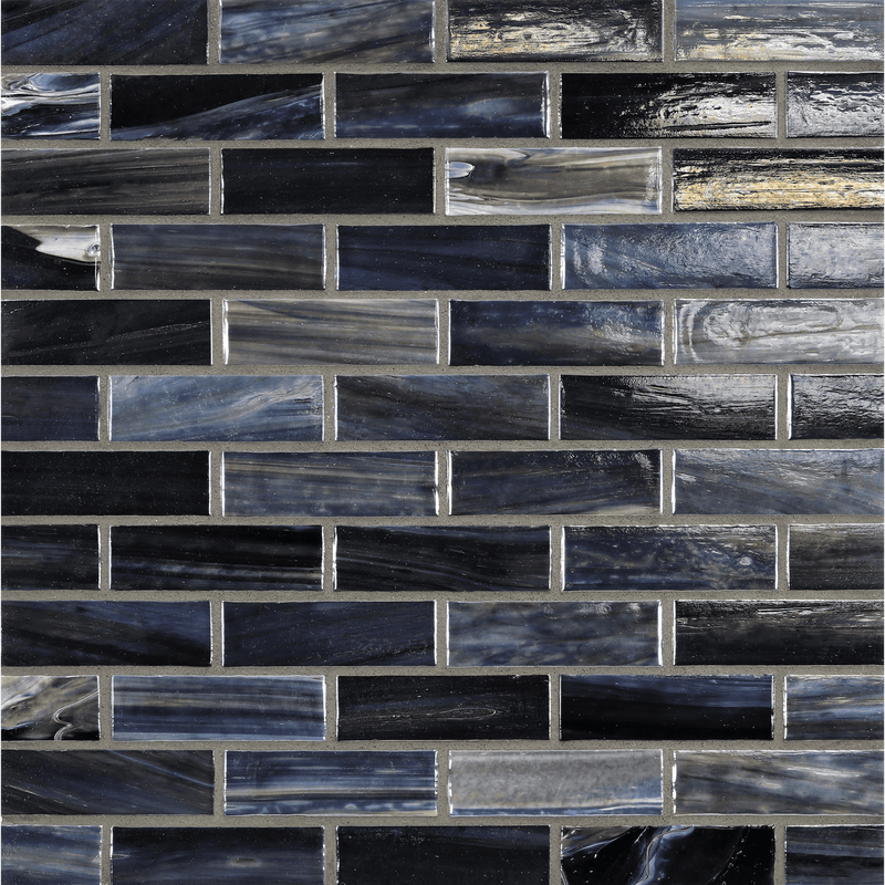 AGATE: Abruzzo 1"x3" Staggered Joint Field Mosaic (9.46"x12.49" | pearl)
