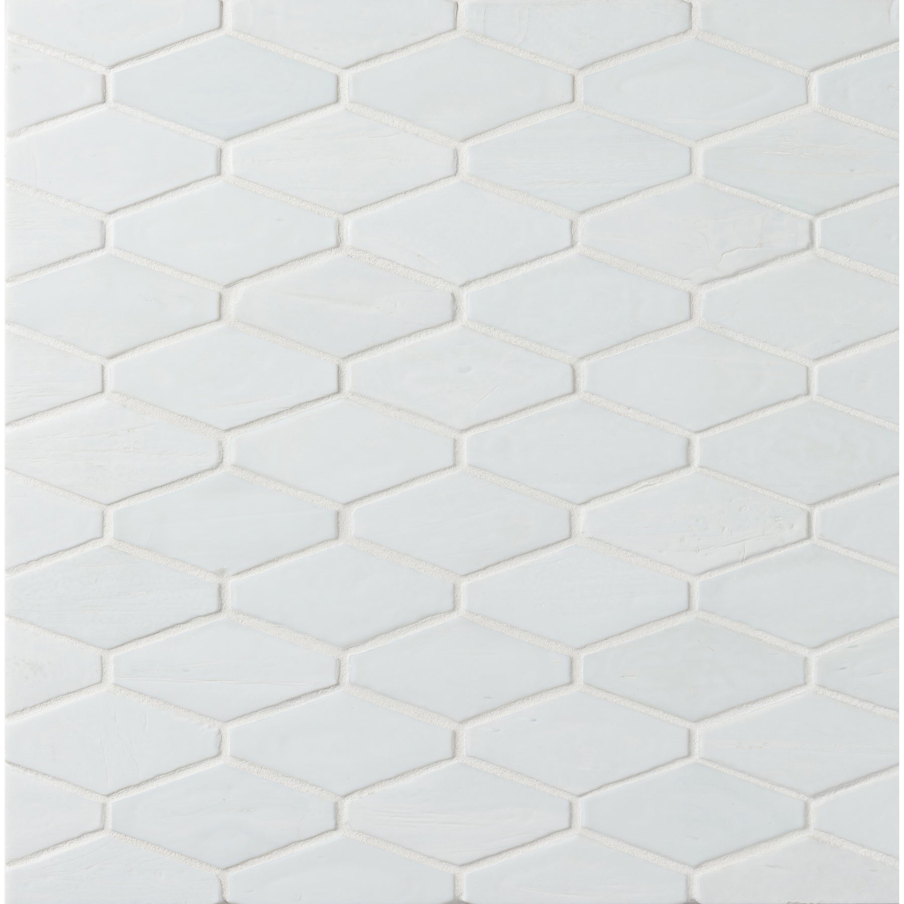 ELEMENTS: Bright White Mod Hex Elongated Hexagon Field Mosaic (9.45"x11.73" | silk)