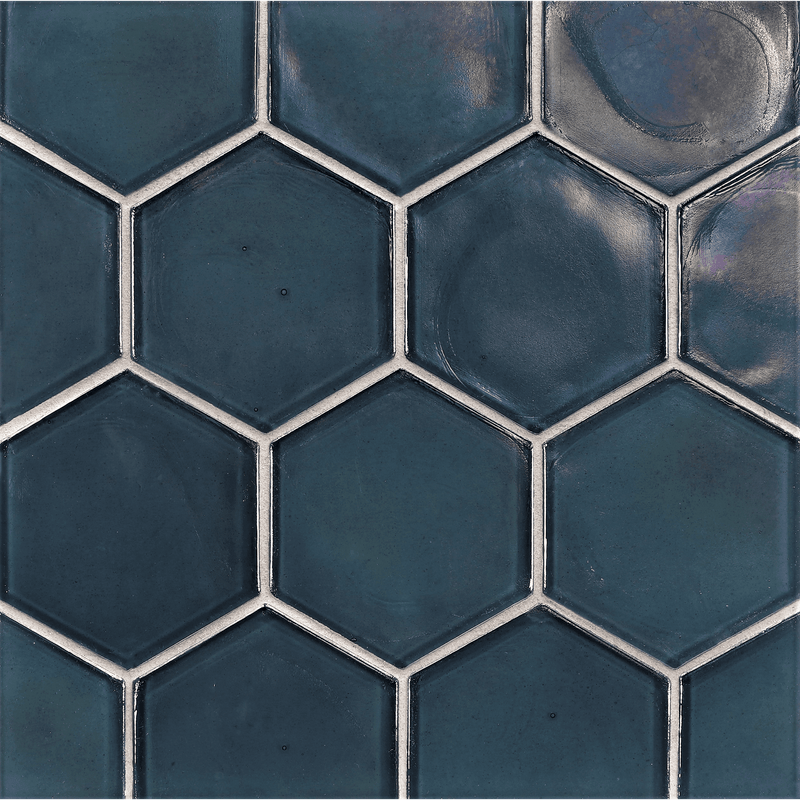 FLUX: Cottage Blue Hexagon Field Tile (4" | pearl)