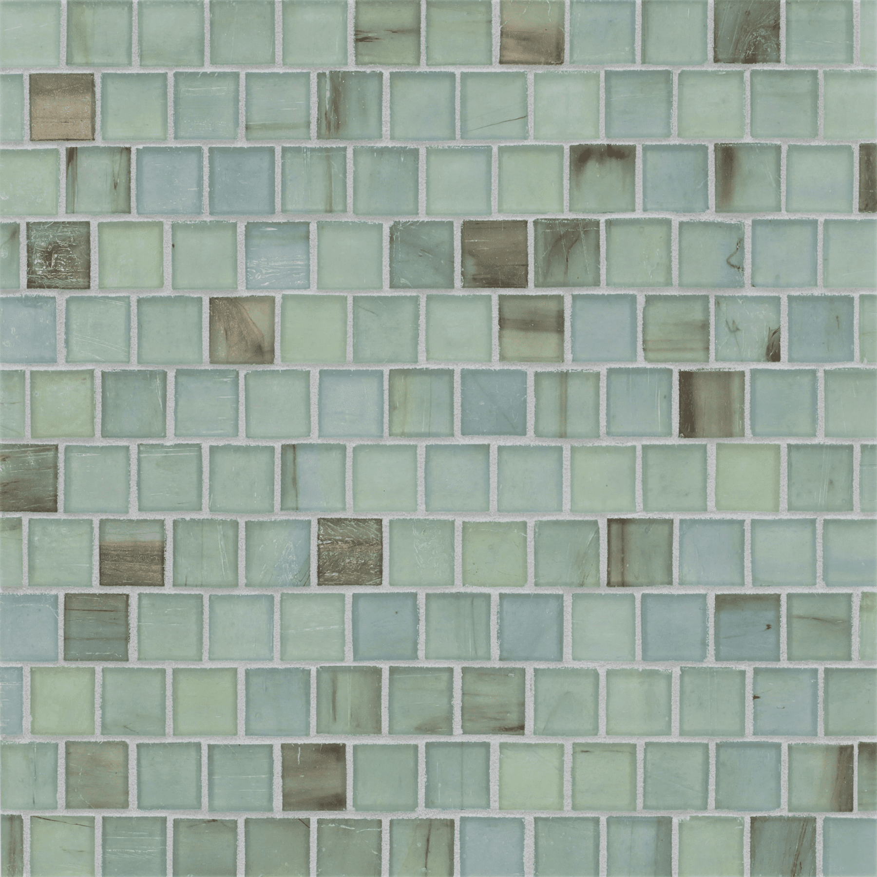 HAISEN: Aqua 1"x1" Staggered Joint Field Mosaic (12.46"x12.40" | silk)