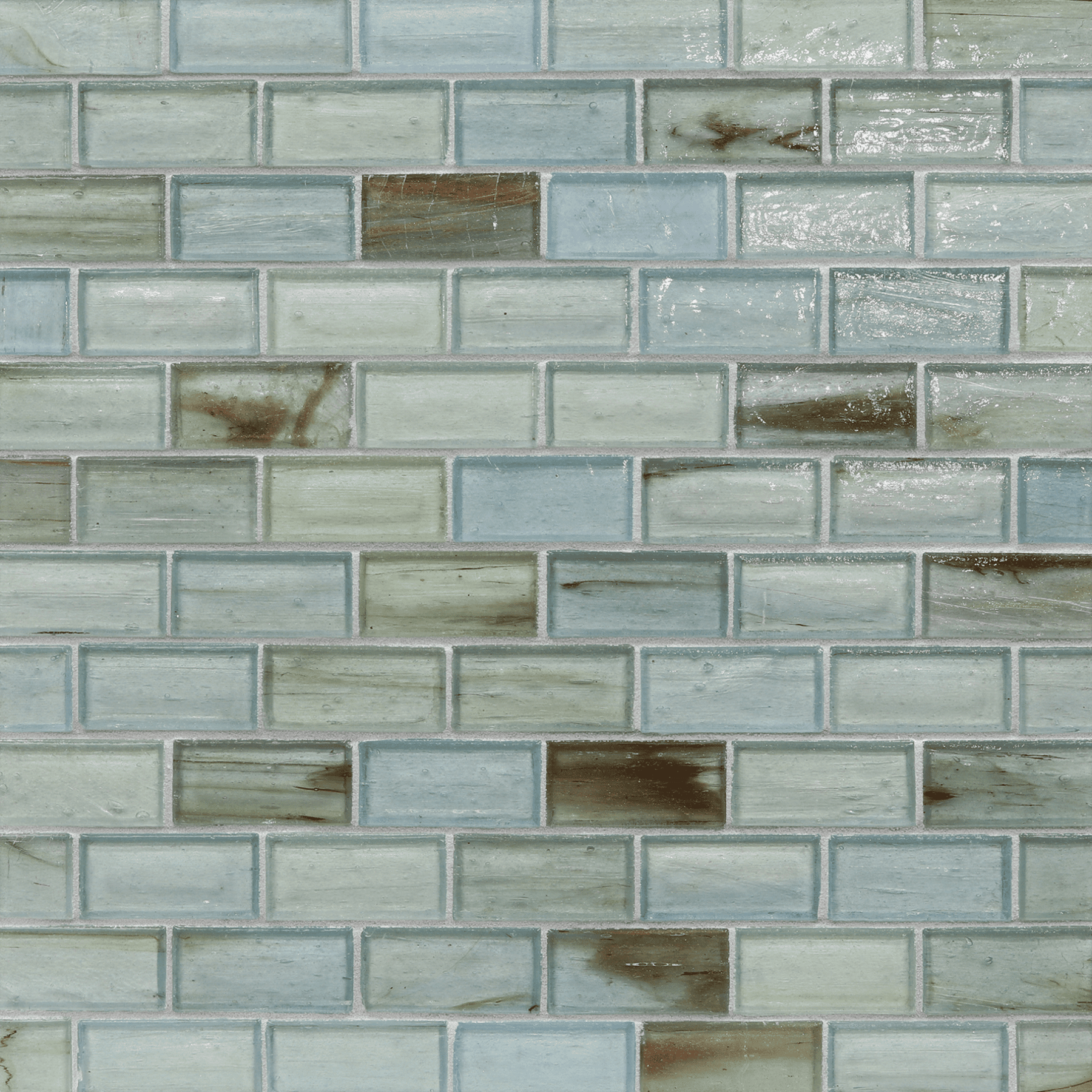 HAISEN: Aqua 1"x2" Staggered Joint Field Mosaic (11.52"x12.51" | natural)