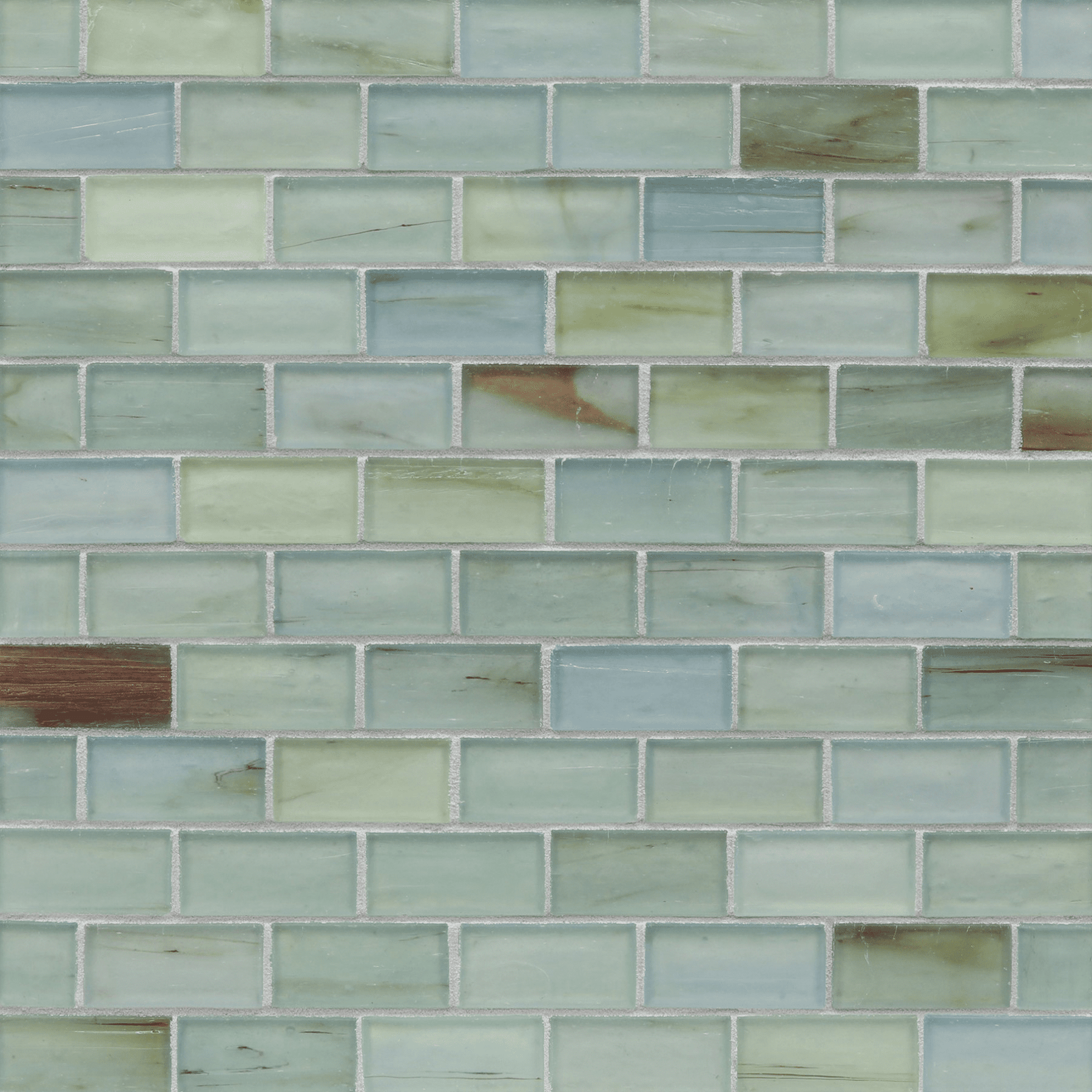 HAISEN: Aqua 1"x2" Staggered Joint Field Mosaic (11.52"x12.51" | silk)