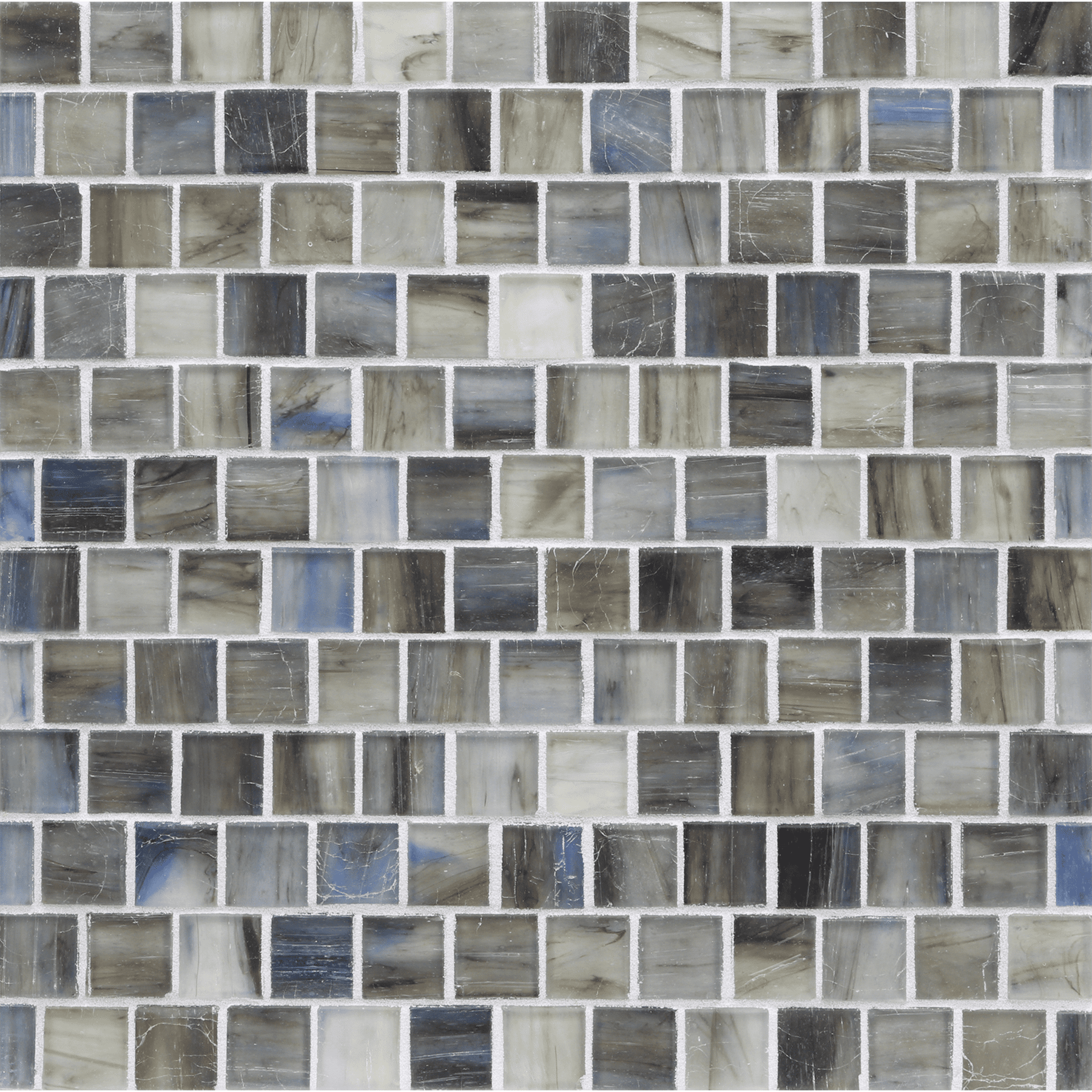 HAISEN: Steel 1"x1" Staggered Joint Field Mosaic (12.46"x12.40" | silk)