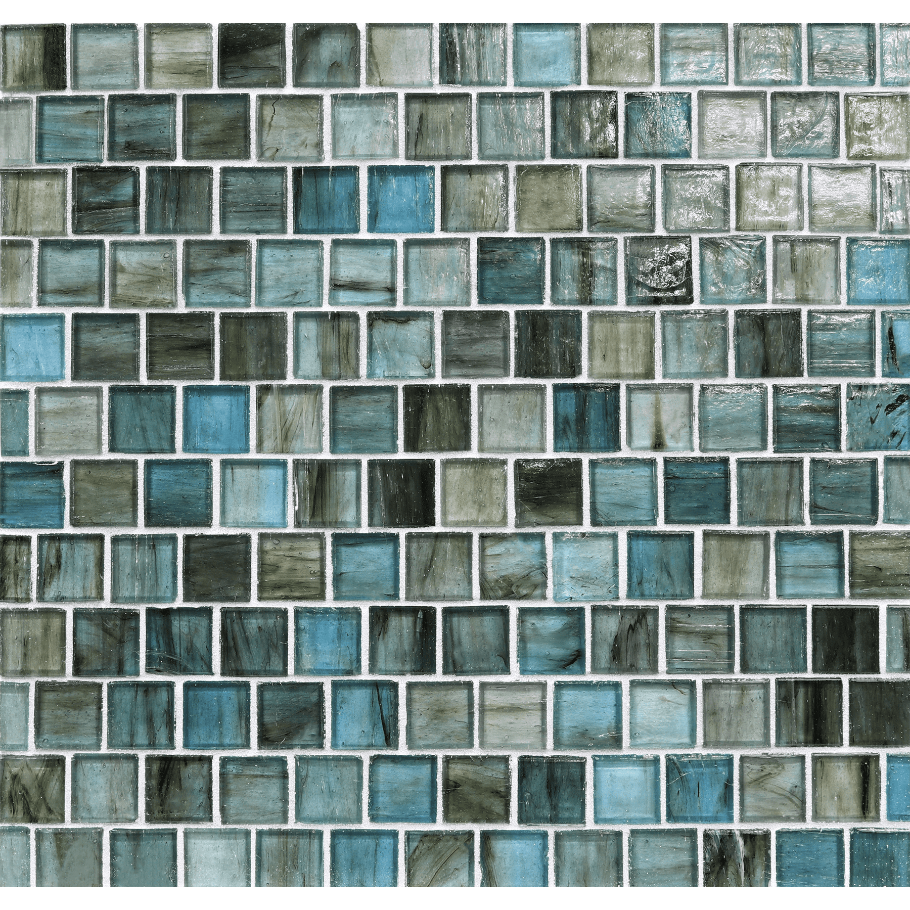 HAISEN: Teal 1"x1" Staggered Joint Field Mosaic (12.46"x12.40" | natural)