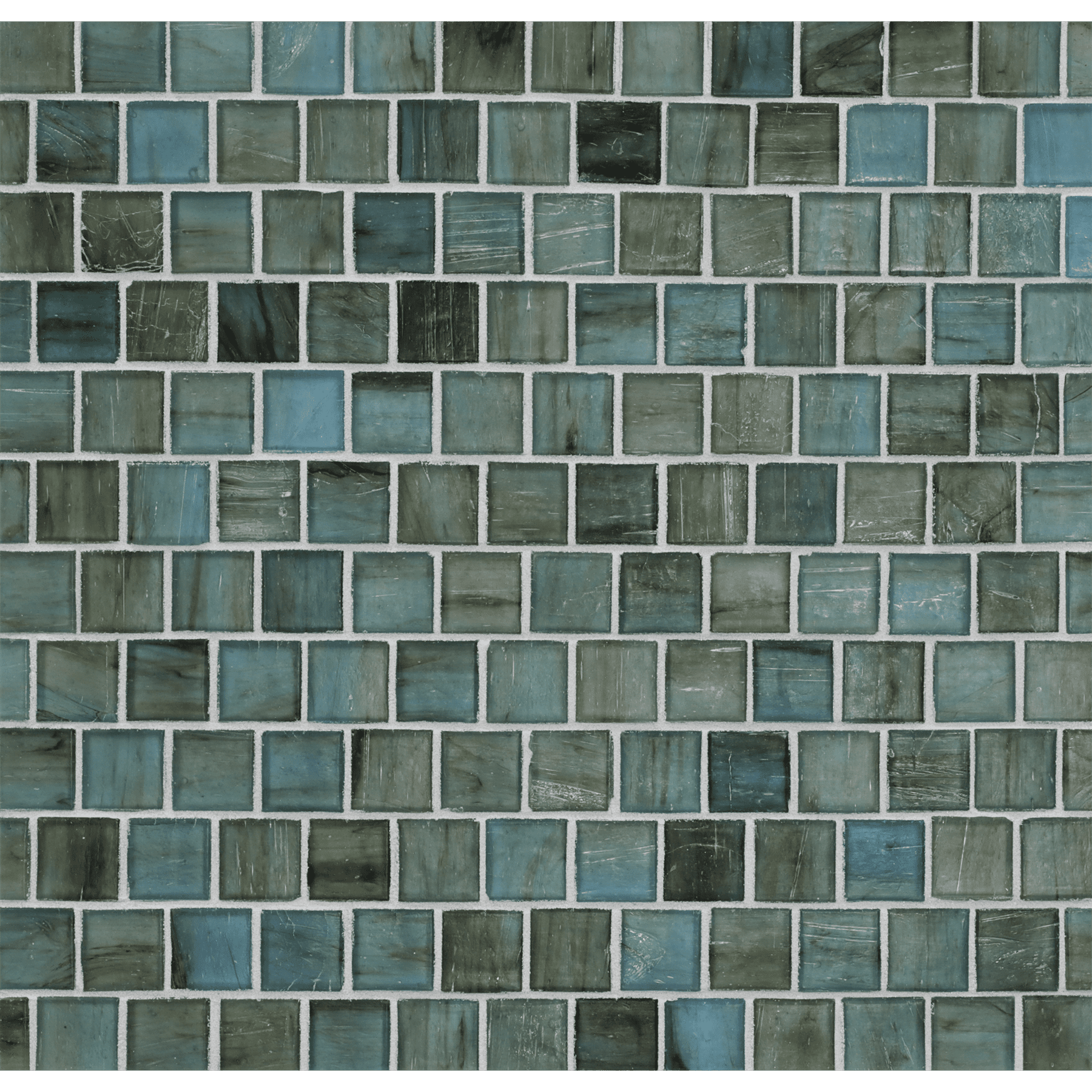HAISEN: Teal 1"x1" Staggered Joint Field Mosaic (12.46"x12.40" | silk)