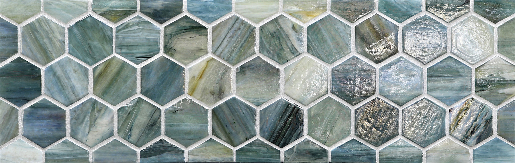 JAW: Amalfi 2" Hexagonal Border Mosaic (11.64"x5.83" | pearl)