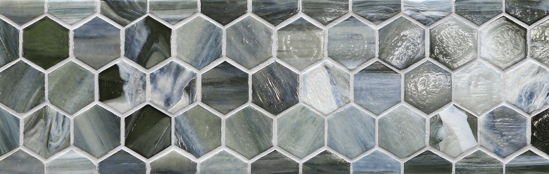 JAW: Pisa 2" Hexagonal Border Mosaic (11.64"x5.83" | pearl)