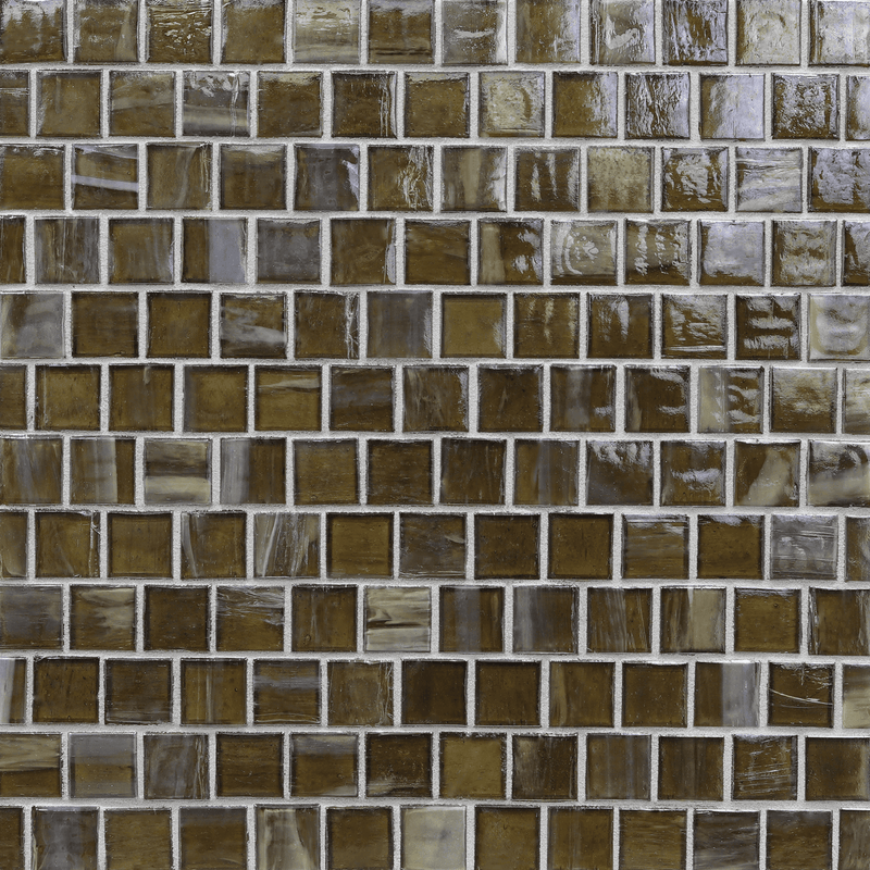LAPIS: Chestnut 1"x1" Staggered Joint Field Mosaic (12.45"x12.41" | pearl)