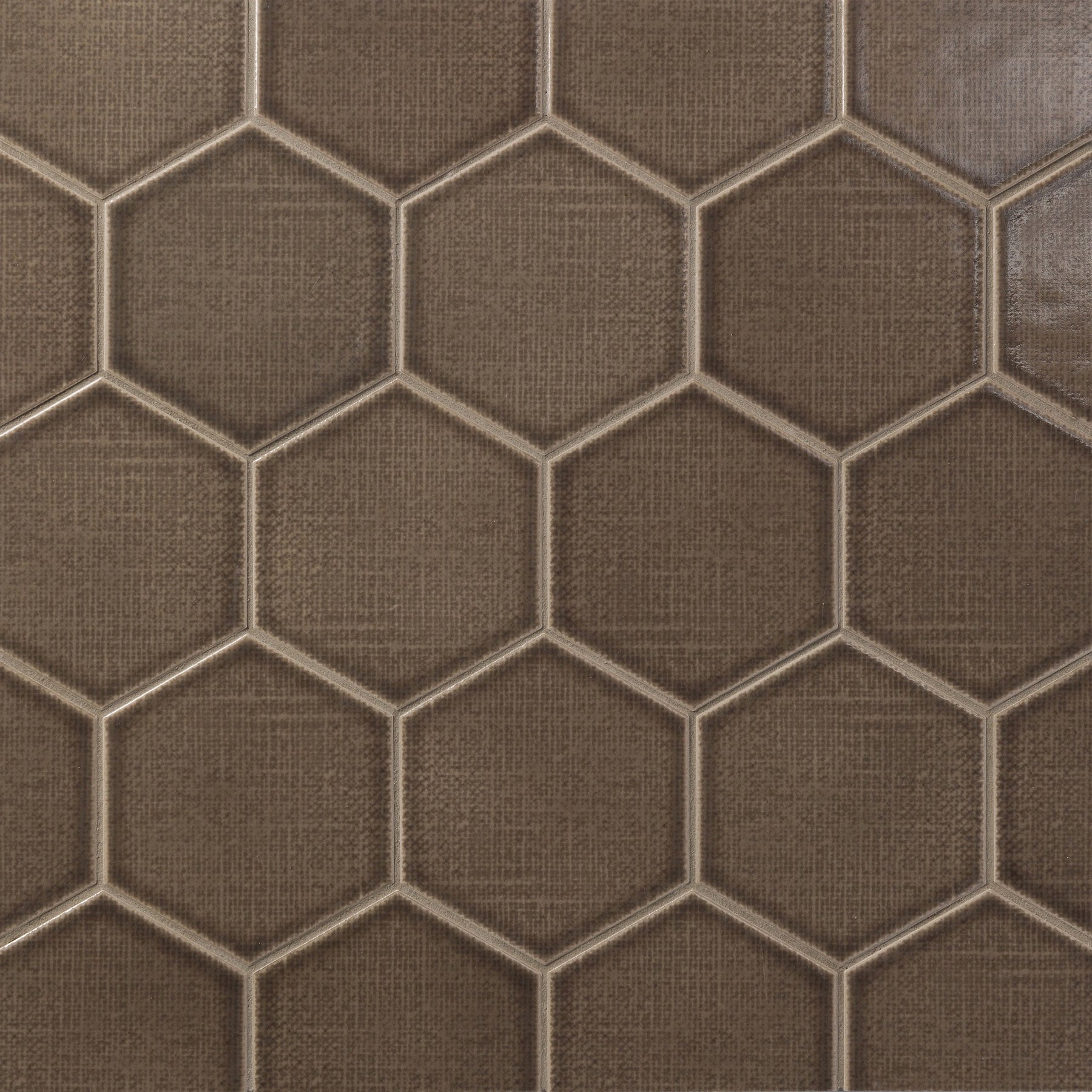 LINEN: Sable Hexagon Field Tile (4" | semi glossy)