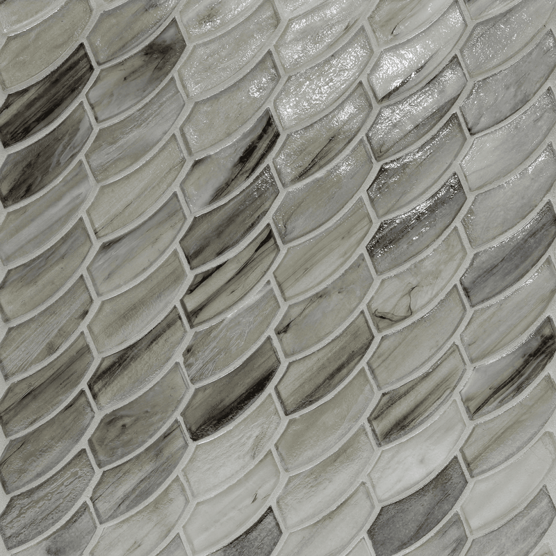 LUCE: Sugar Cake Feather Offset Field Mosaic (10.41"x11.24" | pearl)