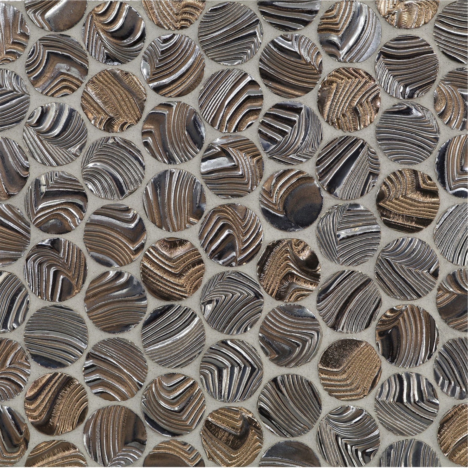 NAMIBIA: Sunset Bronze Ripples Penny Round Field Mosaic (12.01"x11.89" | matte)