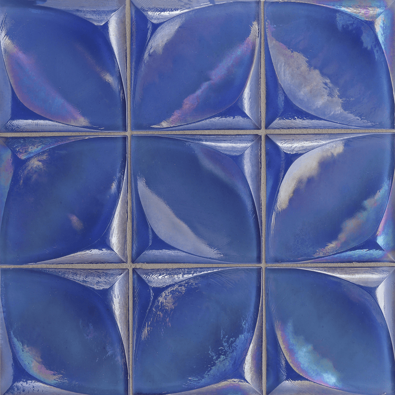 ORIGAMI FIELD: Aqua Blue Lacuna Square Field Tile (4"x4" | pearl)