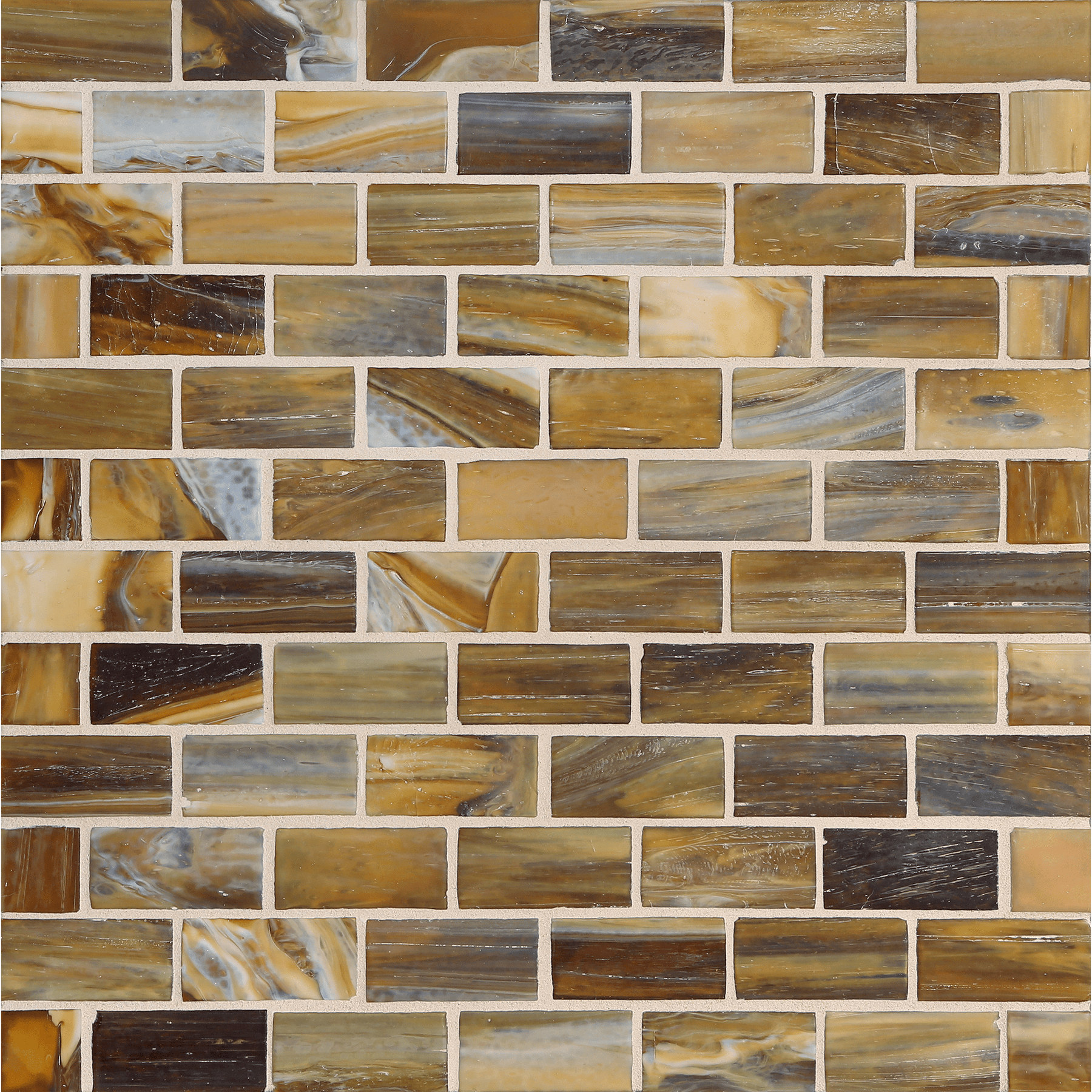 SHIBUI: Leather 1"x2" Staggered Joint Field Mosaic (11.52"x12.51" | silk)