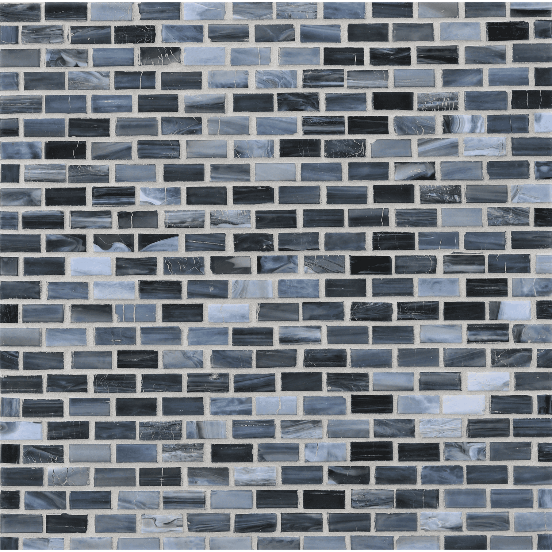SHIBUI: Sevres Blue 0.5"x1" Staggered Joint Field Mosaic (12.51"x12.51" | silk)