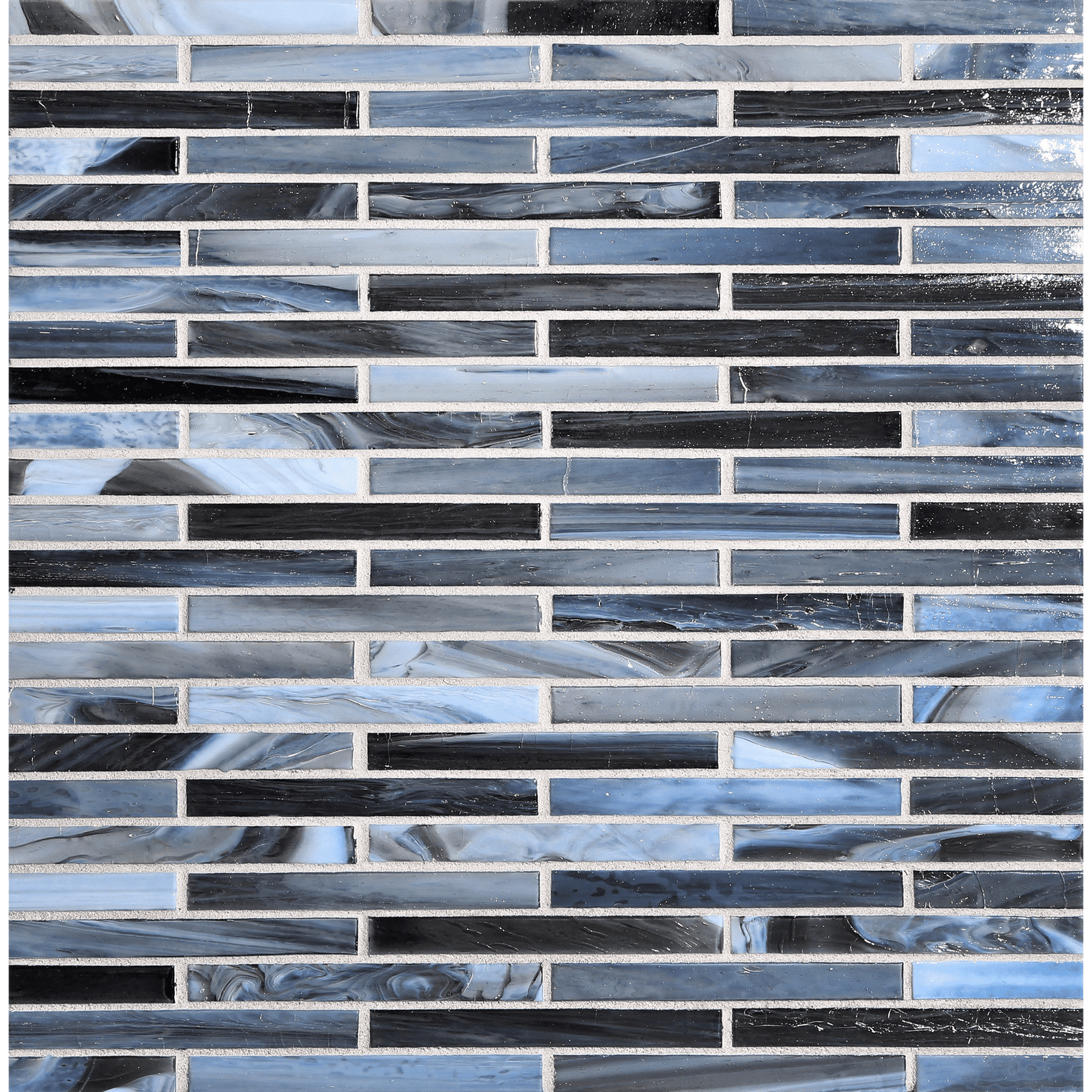 SHIBUI: Sevres Blue 0.5"x4" Staggered Joint Field Mosaic (9.92"x12.14" | natural)