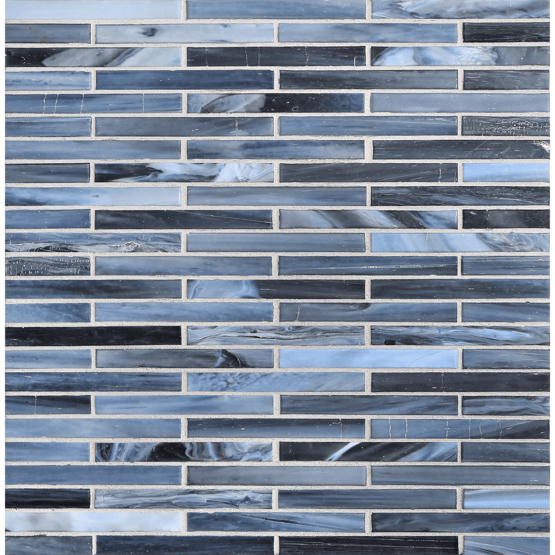SHIBUI: Sevres Blue 0.5"x4" Staggered Joint Field Mosaic (9.92"x12.14" | silk)
